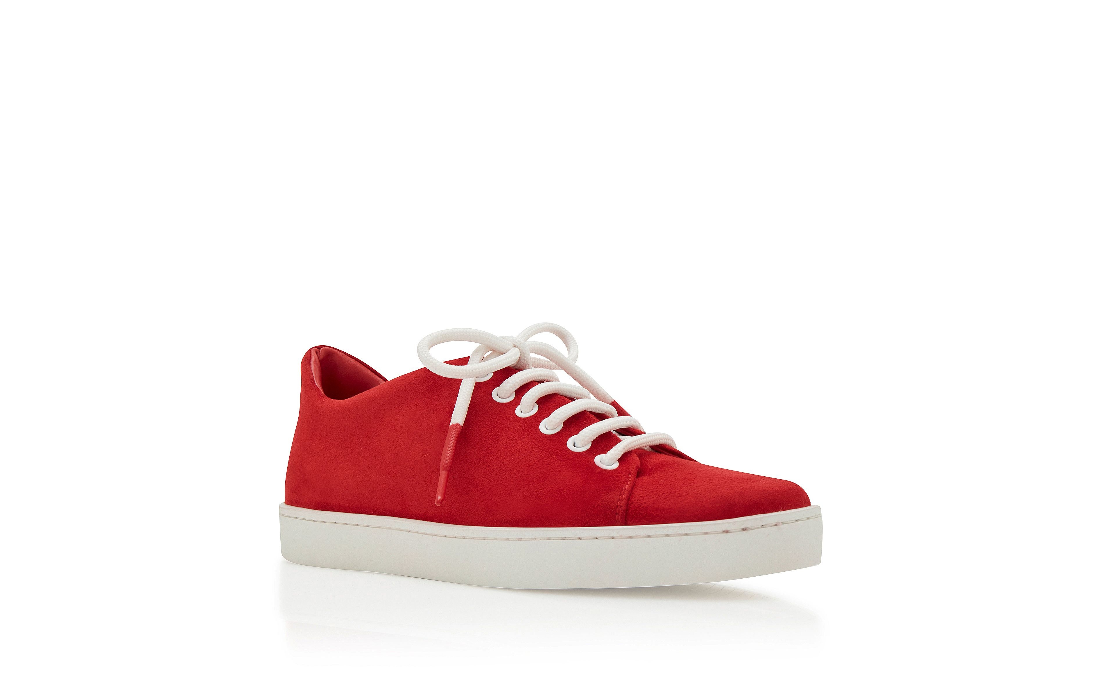 Red Suede Low Cut Sneakers - 3