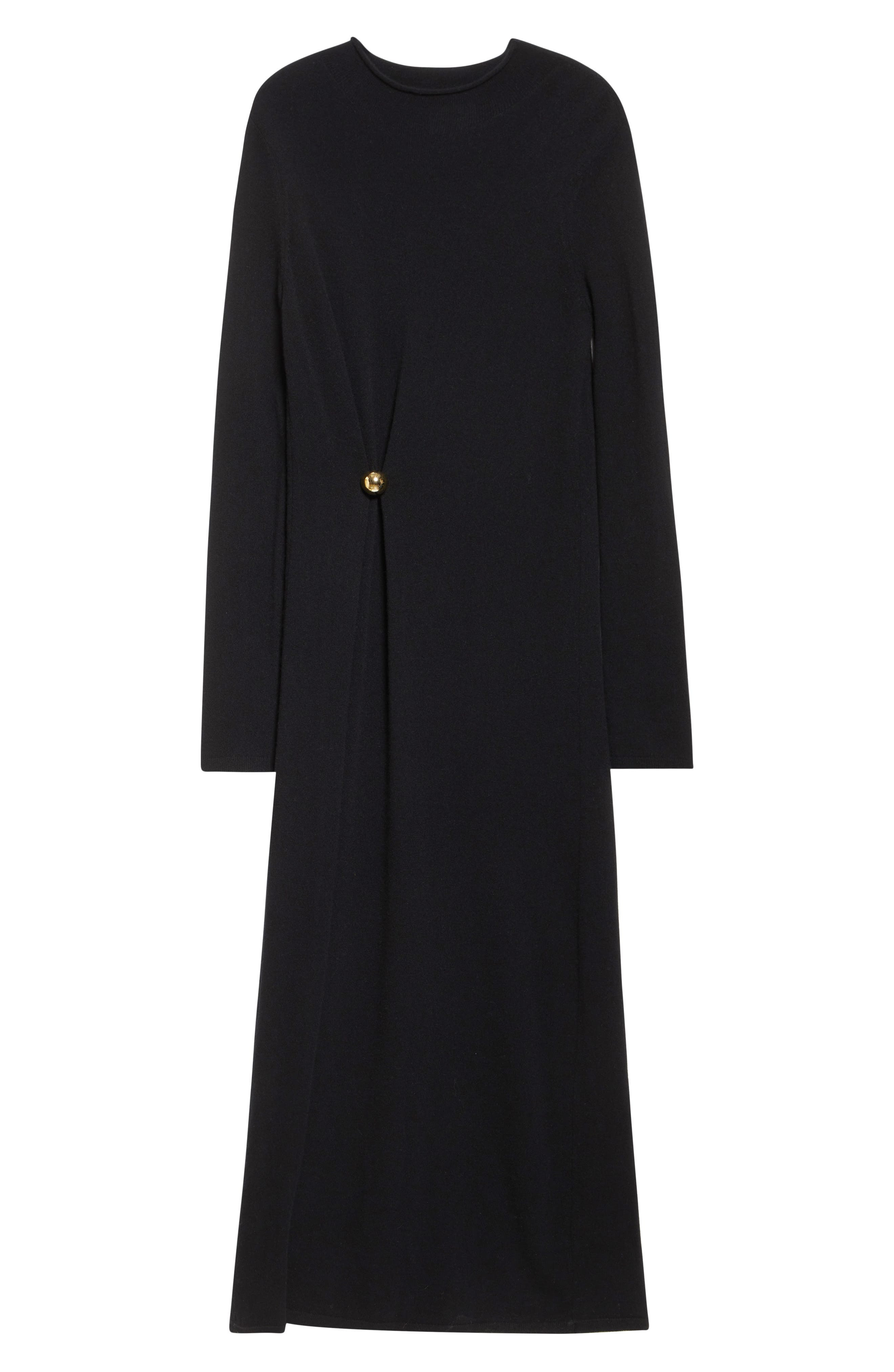 LOULOU DE SAISON Lucero Draped Long Sleeve Wool & Cashmere Sweater Dress in Black at Nordstrom - 6