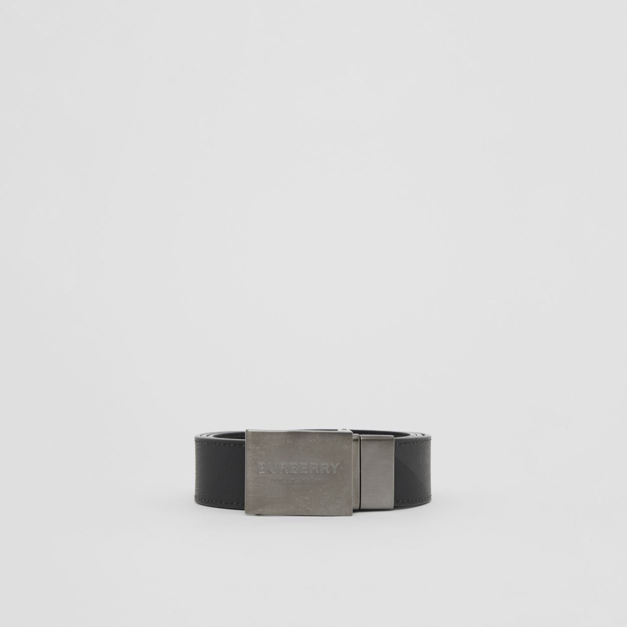Reversible Plaque Buckle Check and Leather Belt - 3