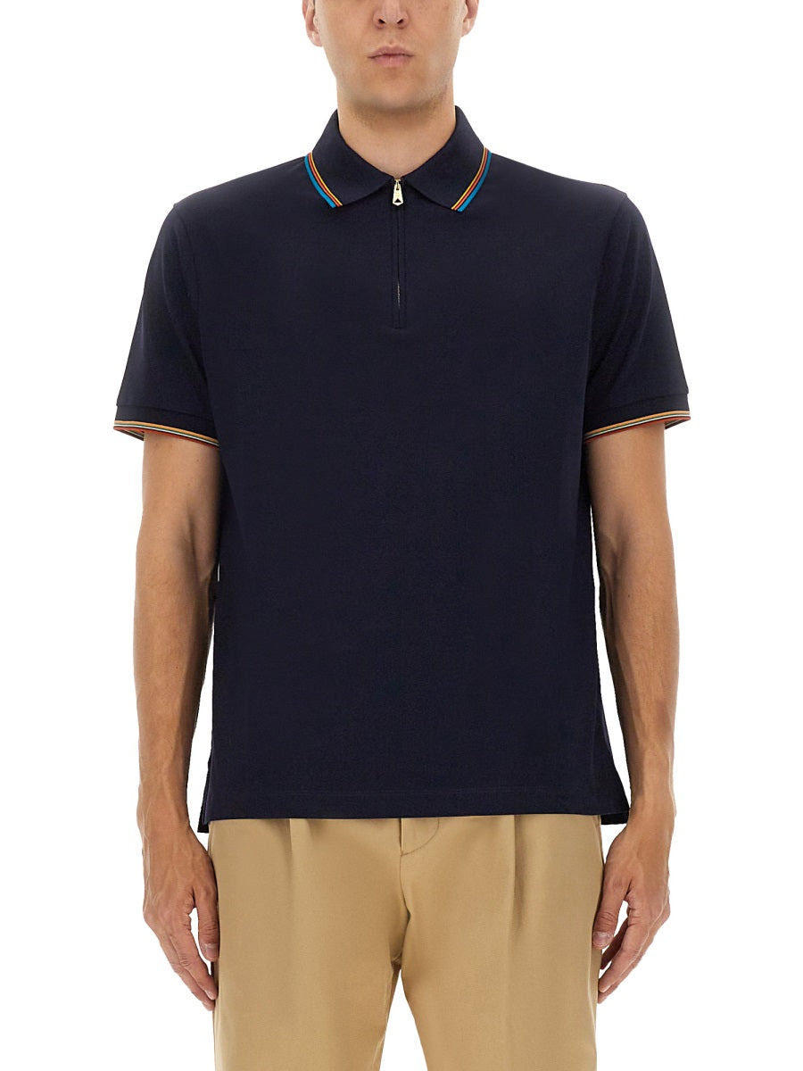 Cotton Polo Shirt With Zipper - 1