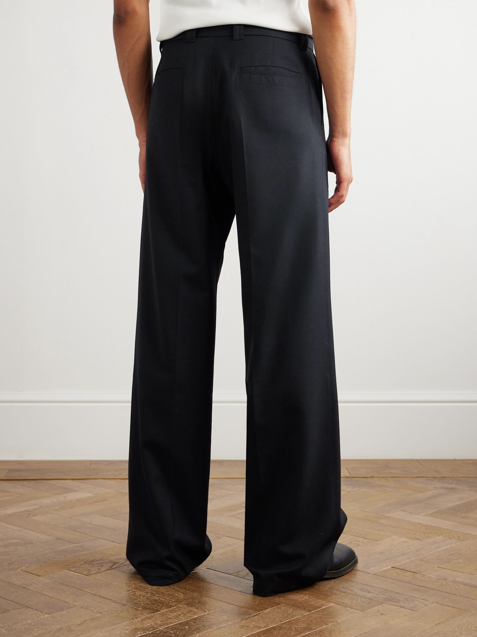 Wide-Leg Wool-Twill Suit Trousers Navy - 4