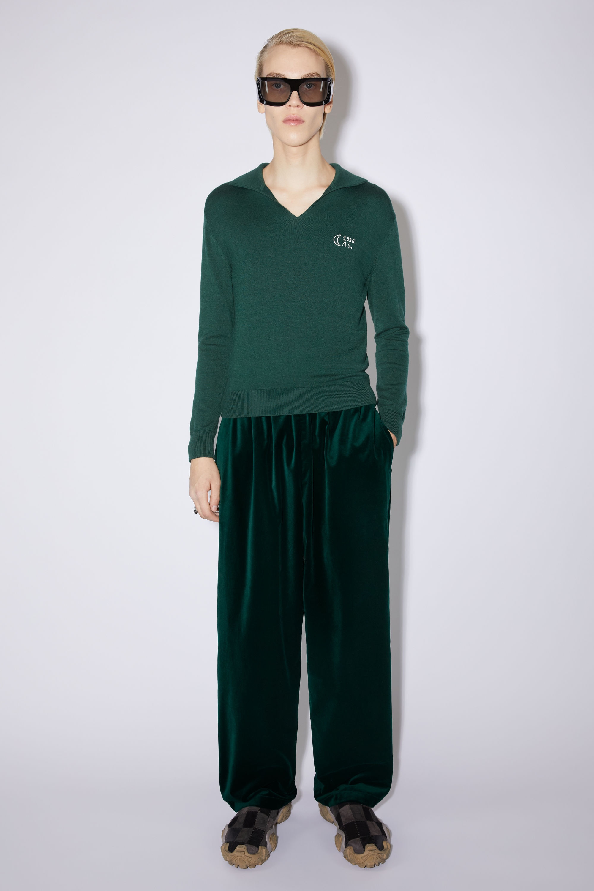 Velvet trousers - Dark green - 2