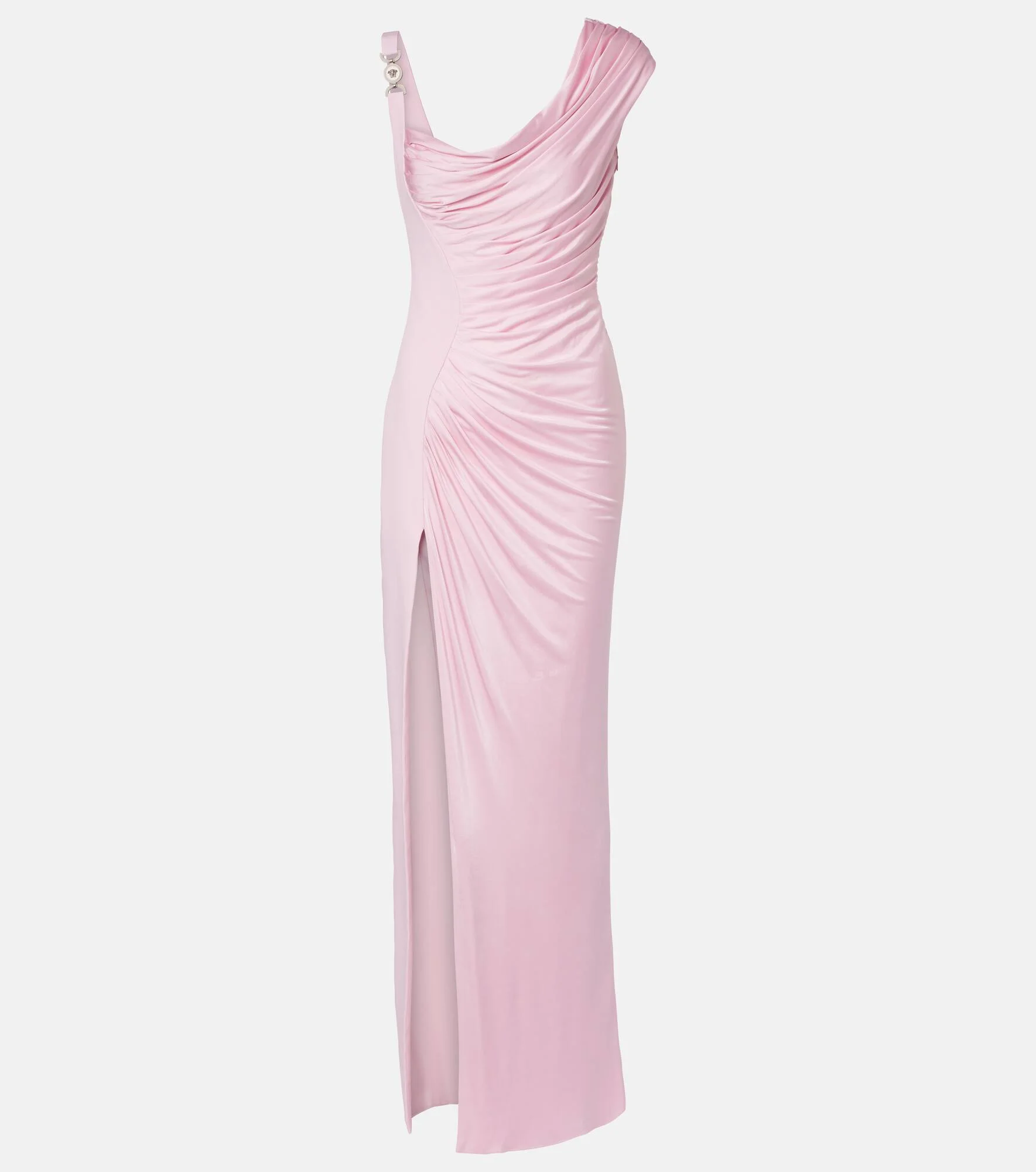 Draped one-shoulder ruched gown - 1