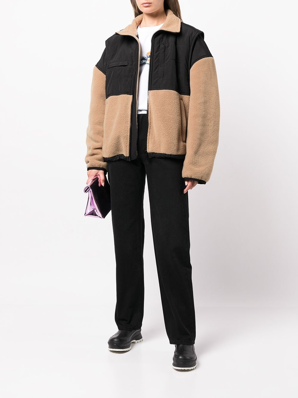 panelled zip fleece jacket - 3