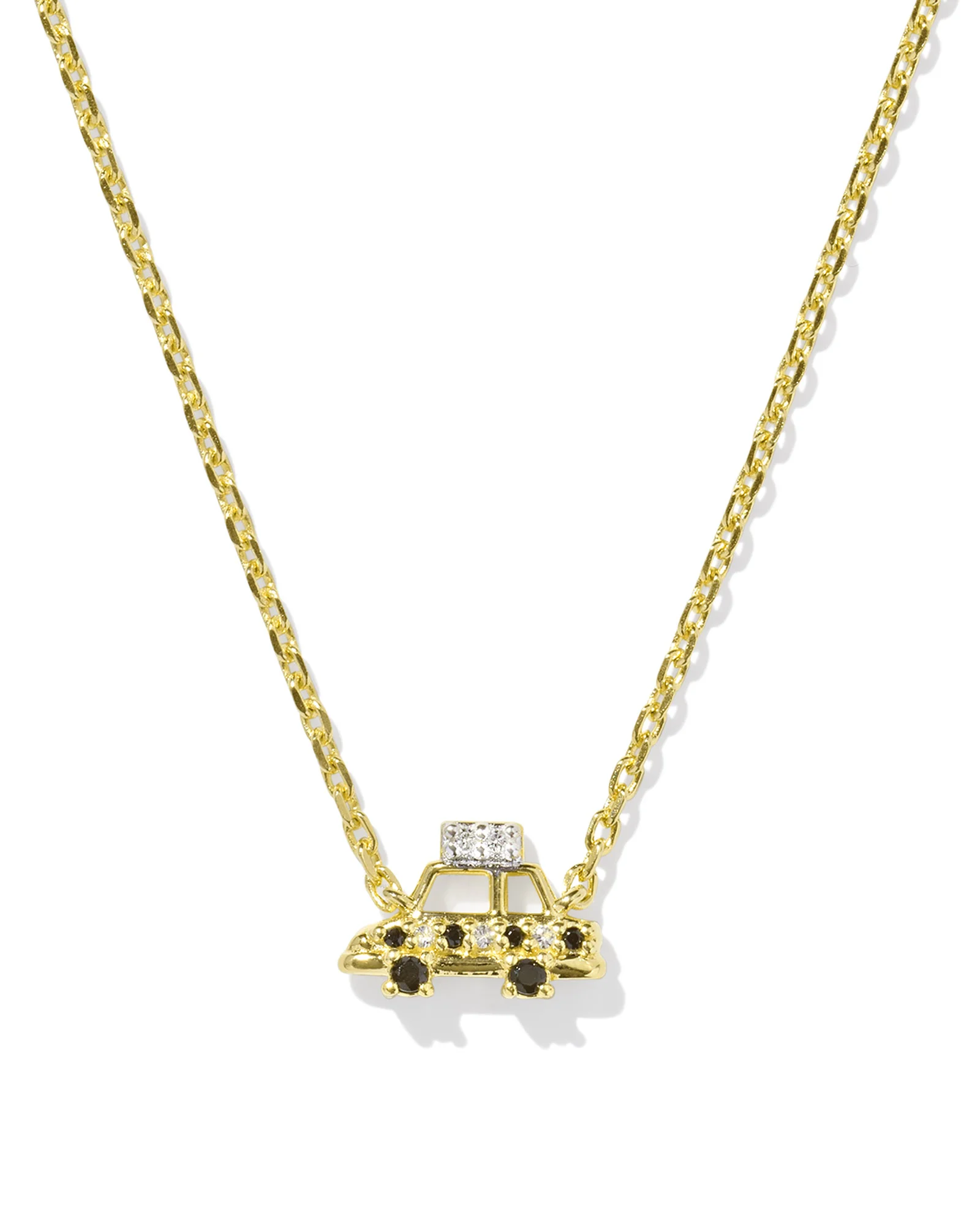 Tiny Taxi 18k Gold Vermeil Pendant Necklace in Black Spinel and White Topaz - 1