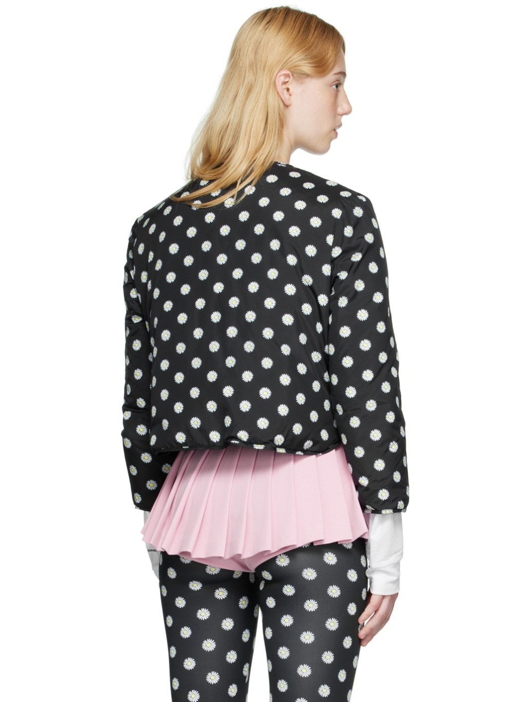 Black Daisy Dot Down Jacket - 3