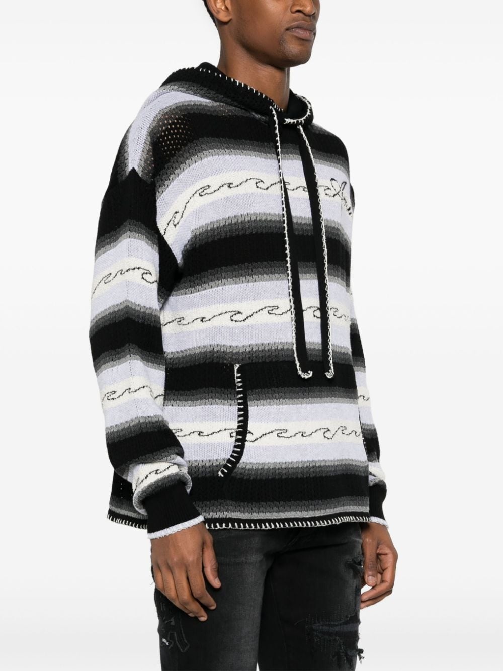 striped knitted hoodie - 3