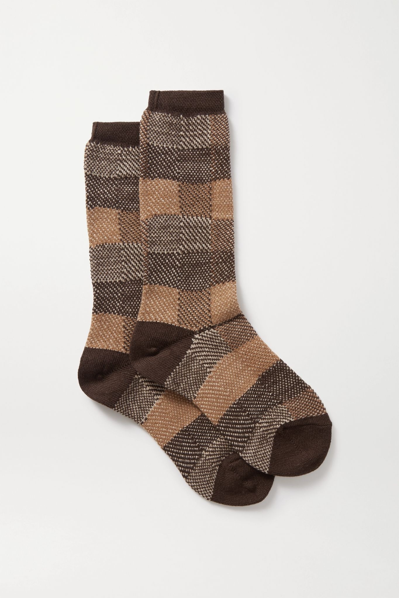 Checked jacquard-knit socks - 1