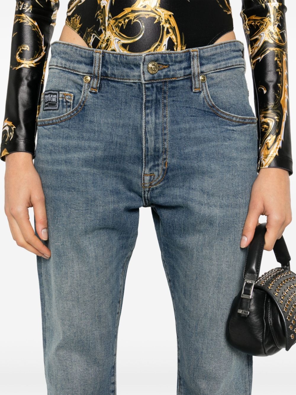 logo-embroidered slim-cut jeans - 5