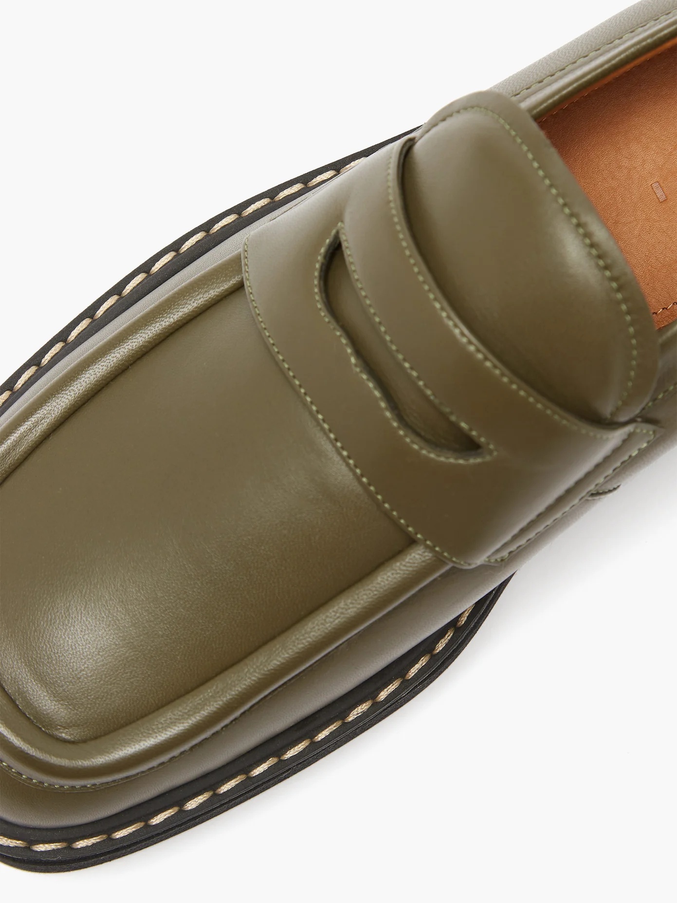 Chunky square-toe leather loafers - 6