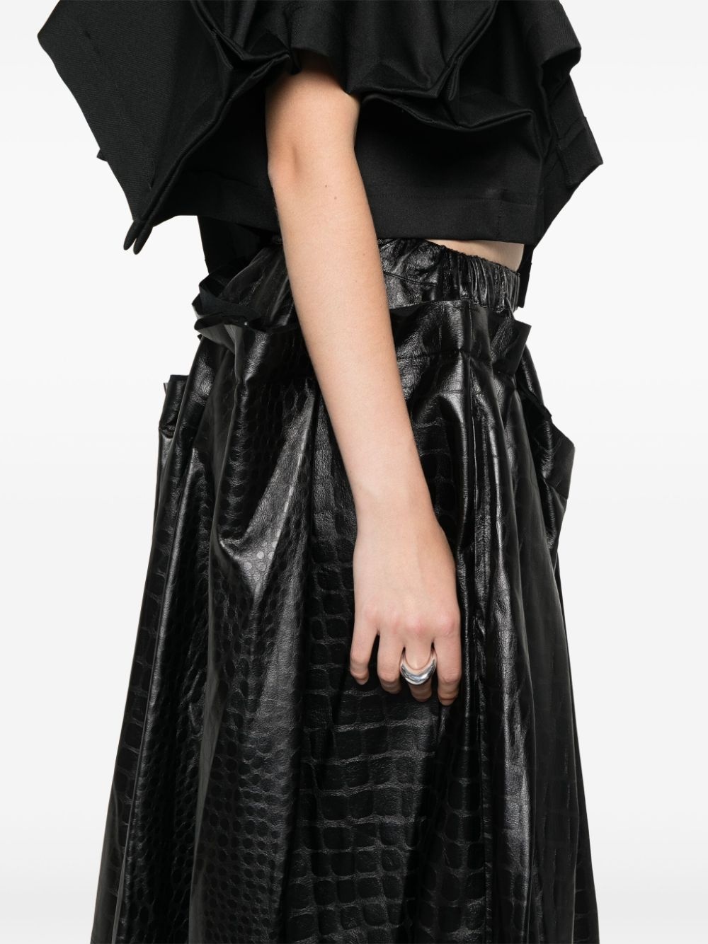 crocodile-embossed midi skirt - 5