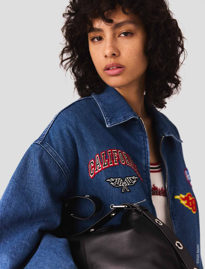 Oversized embroidered denim jacket 8
