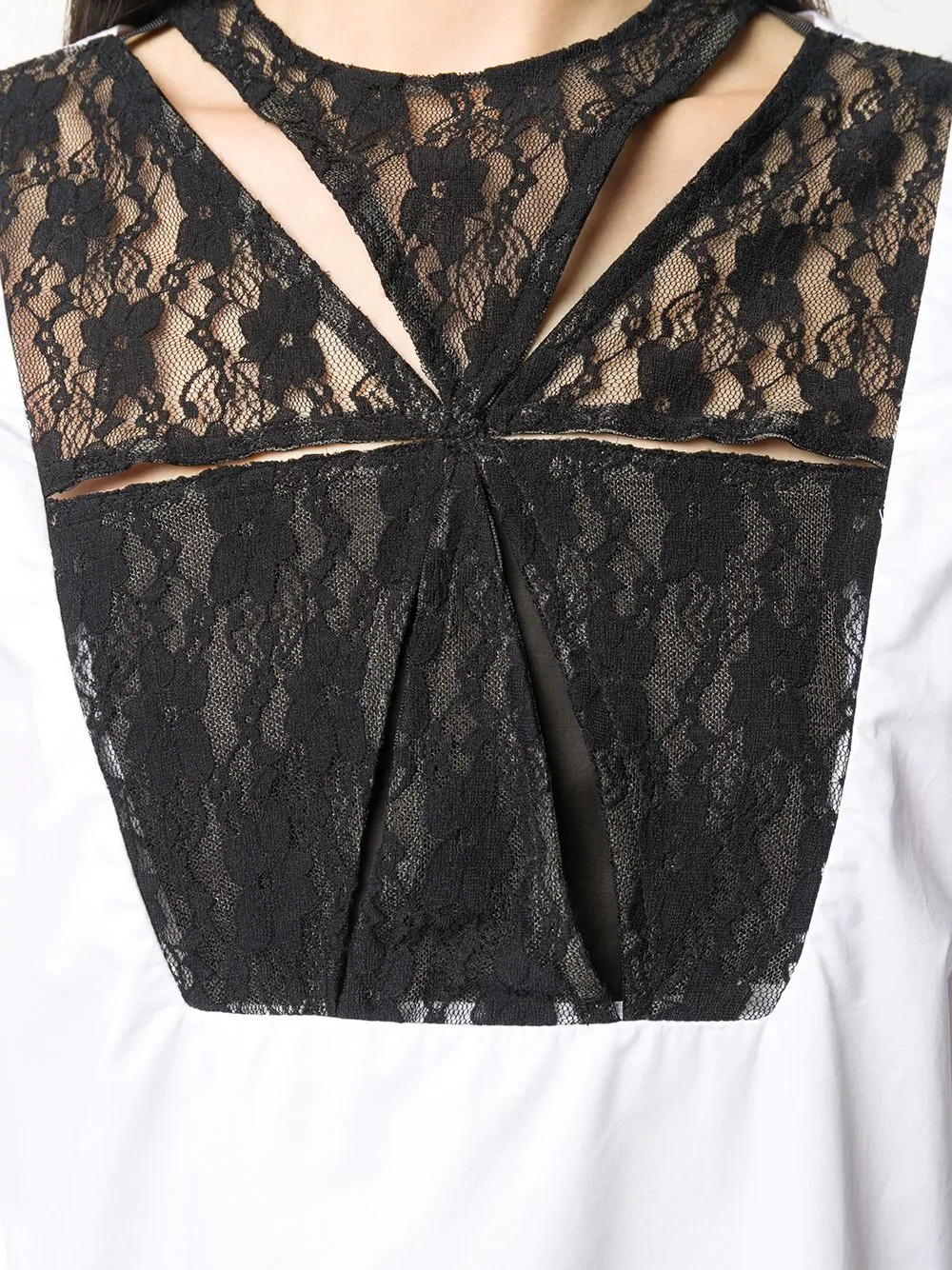 lace-panel tailored blouse - 5