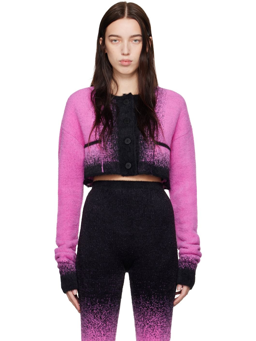 Black & Pink Boxy Knit Cardigan - 1