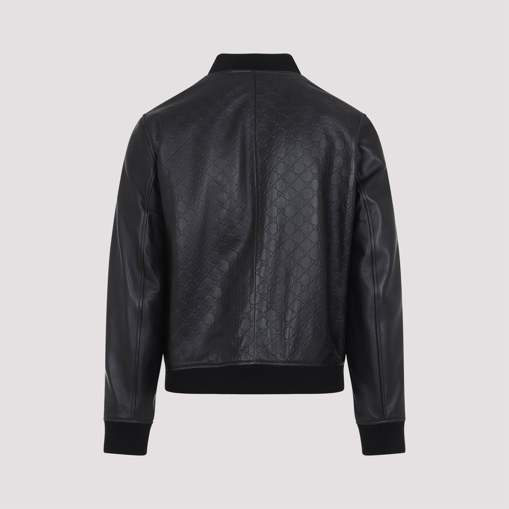 Gucci Leather Gg Logo Jacket Men - 2