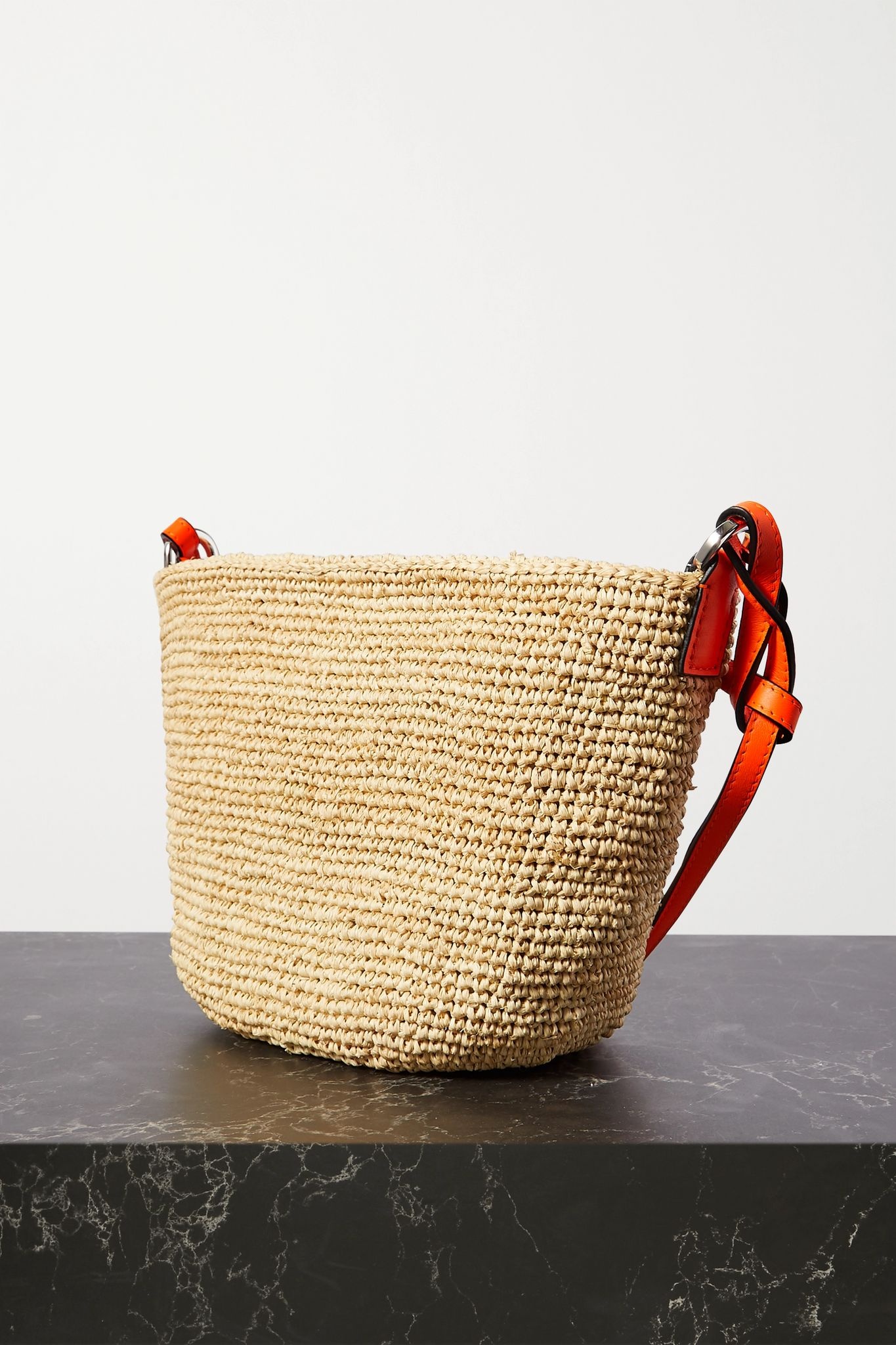 + Paula's Ibiza Pochette leather-trimmed woven raffia shoulder bag - 3