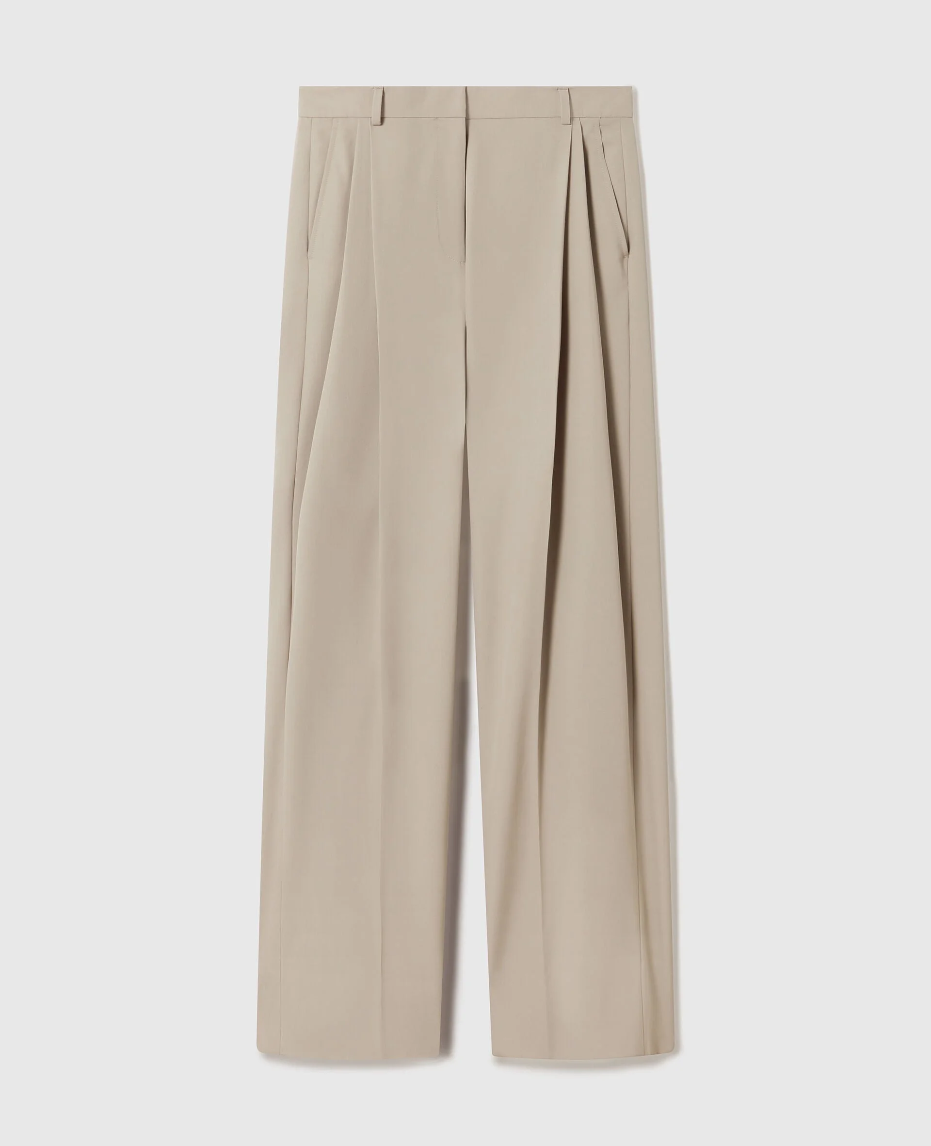 Pleated Straight Wool Trousers - 1