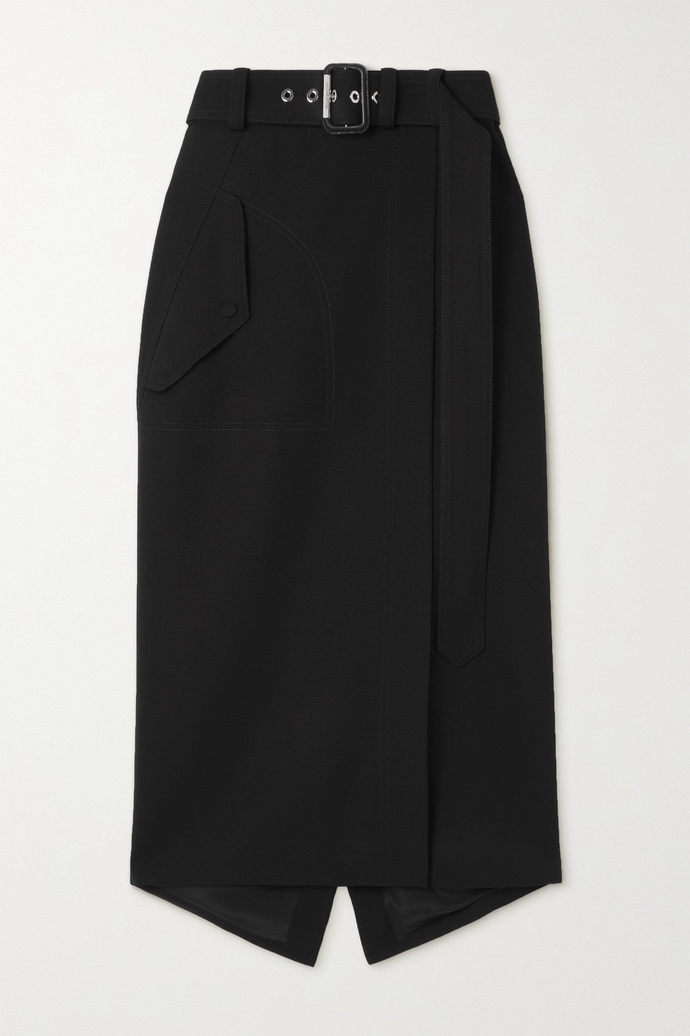 Belted wool-twill midi skirt - 1