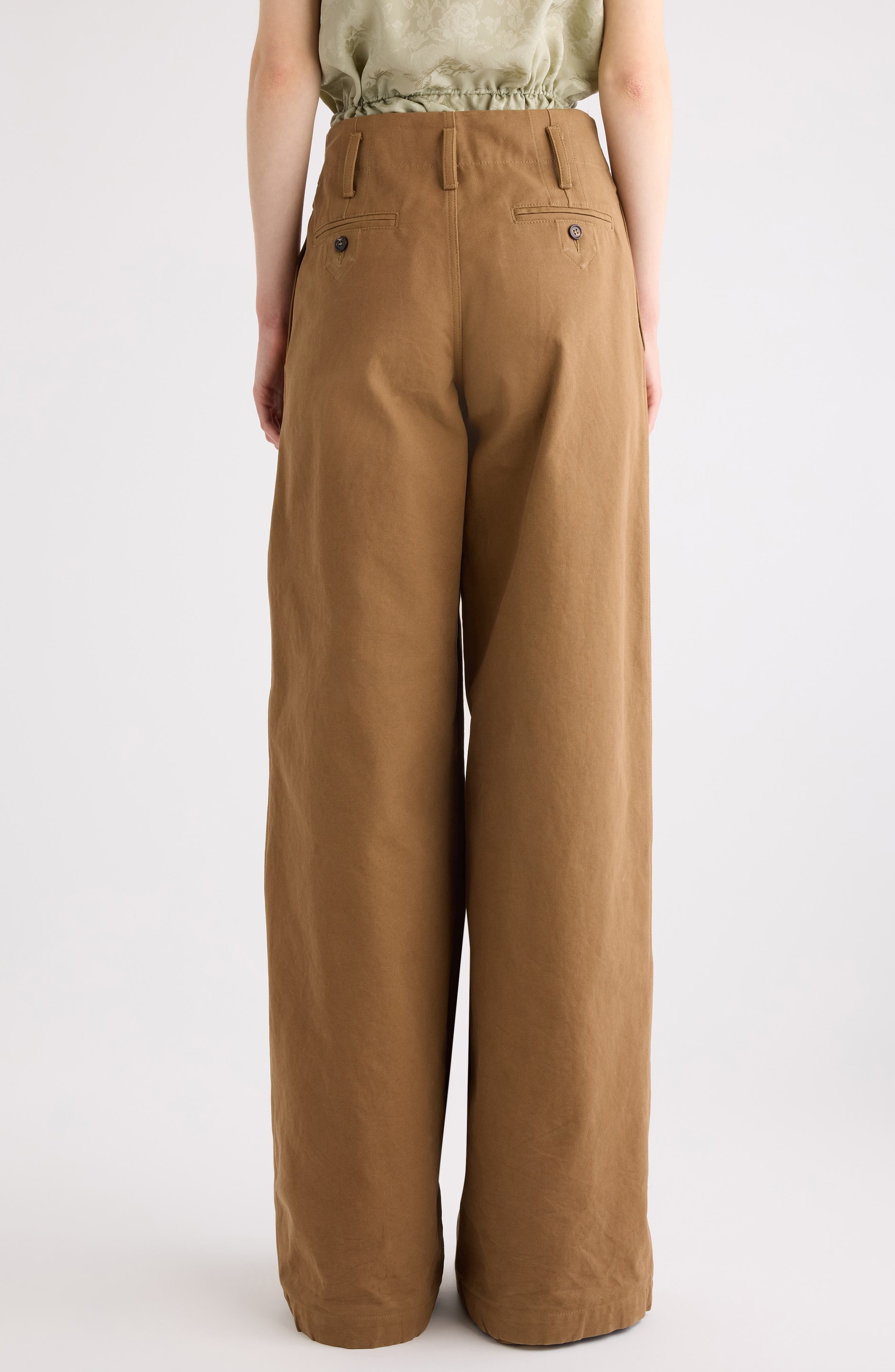 Chloé Garment Dye Organic Cotton Canvas Wide Leg Pants in Mustard Brown at Nordstrom - 3