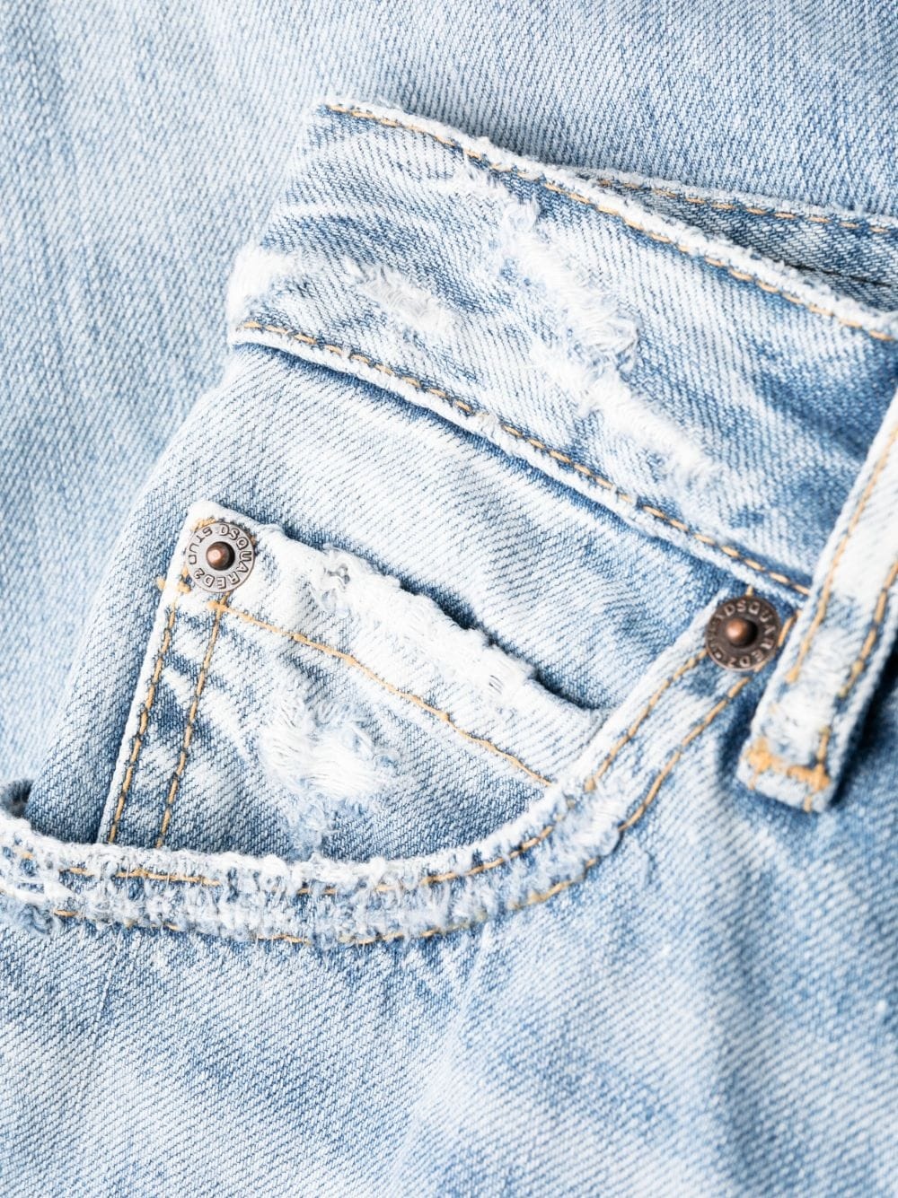 distressed straight-leg jeans - 7