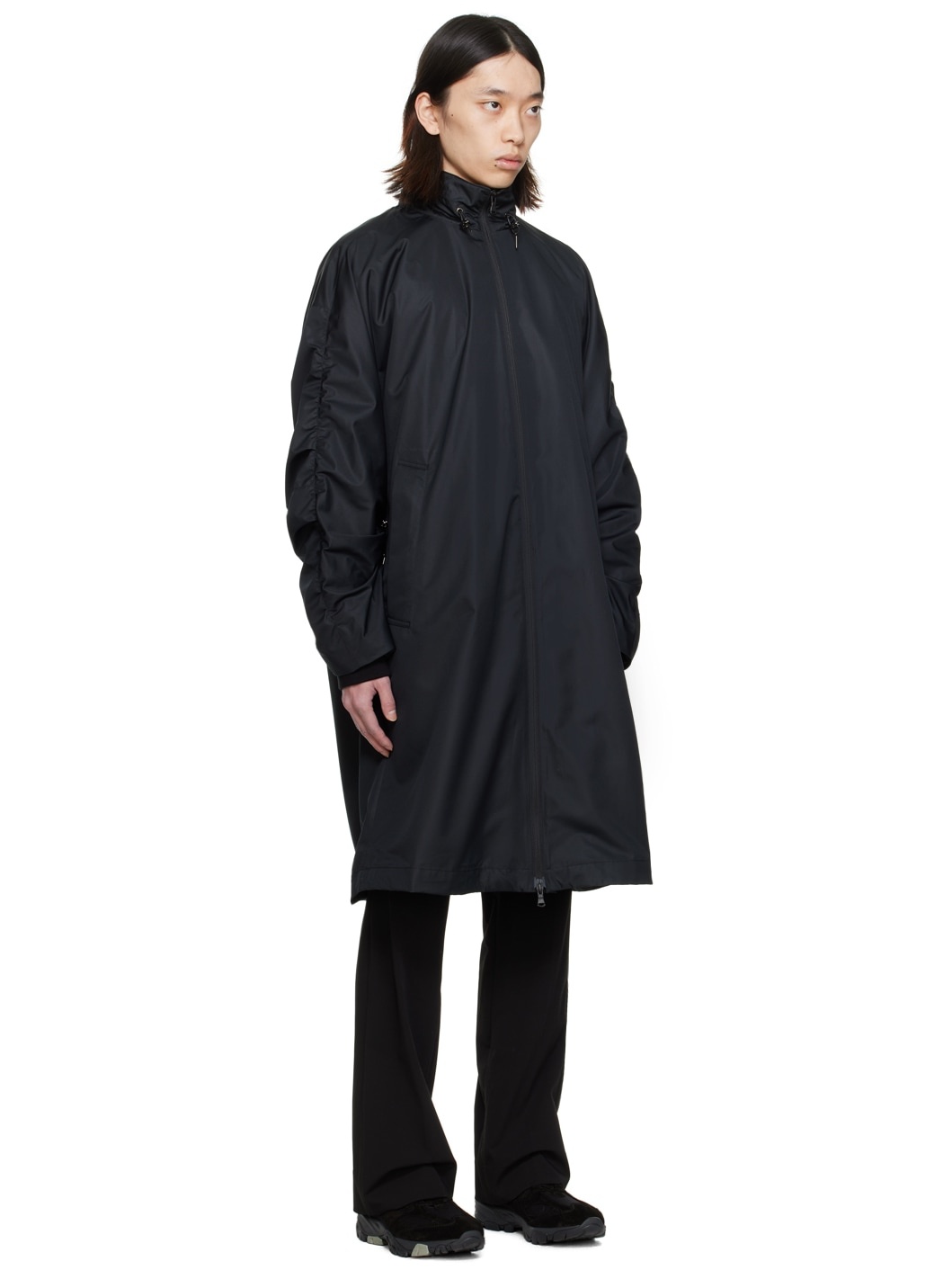 Black Ruched Coat - 2