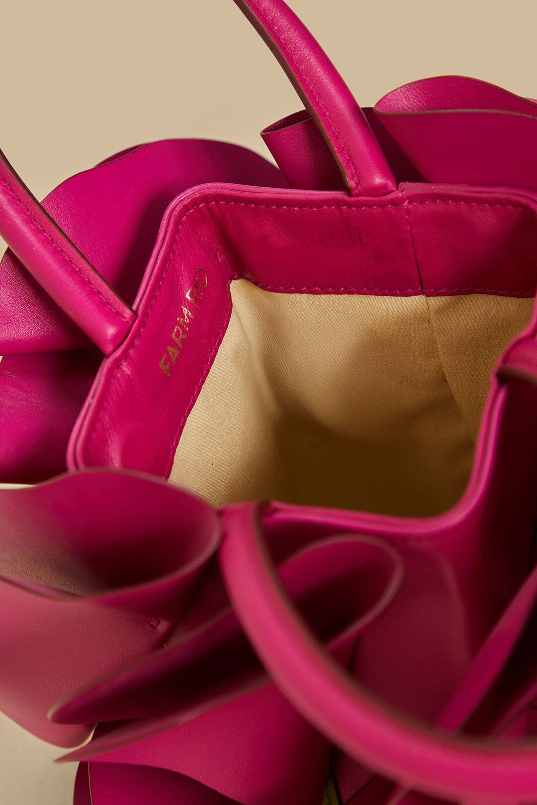 Fuchsia Leather Flower Bag - 3