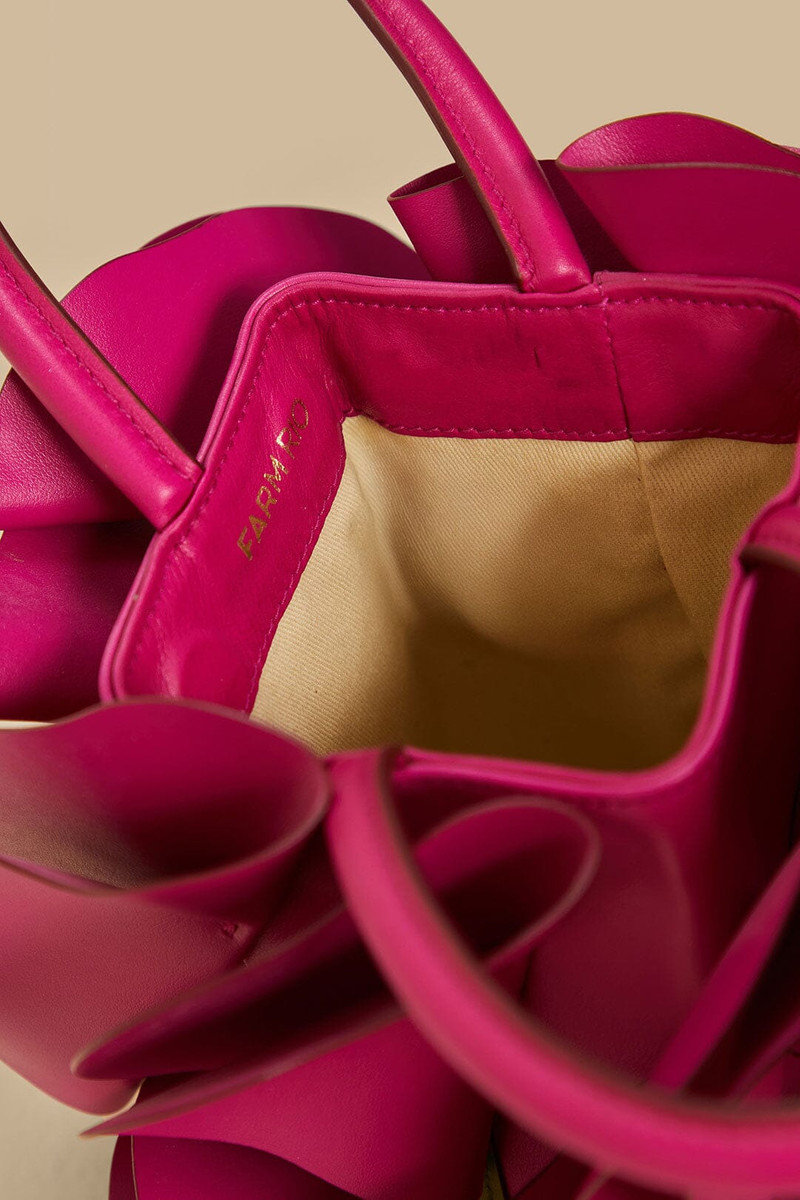 Fuchsia Leather Flower Bag 3