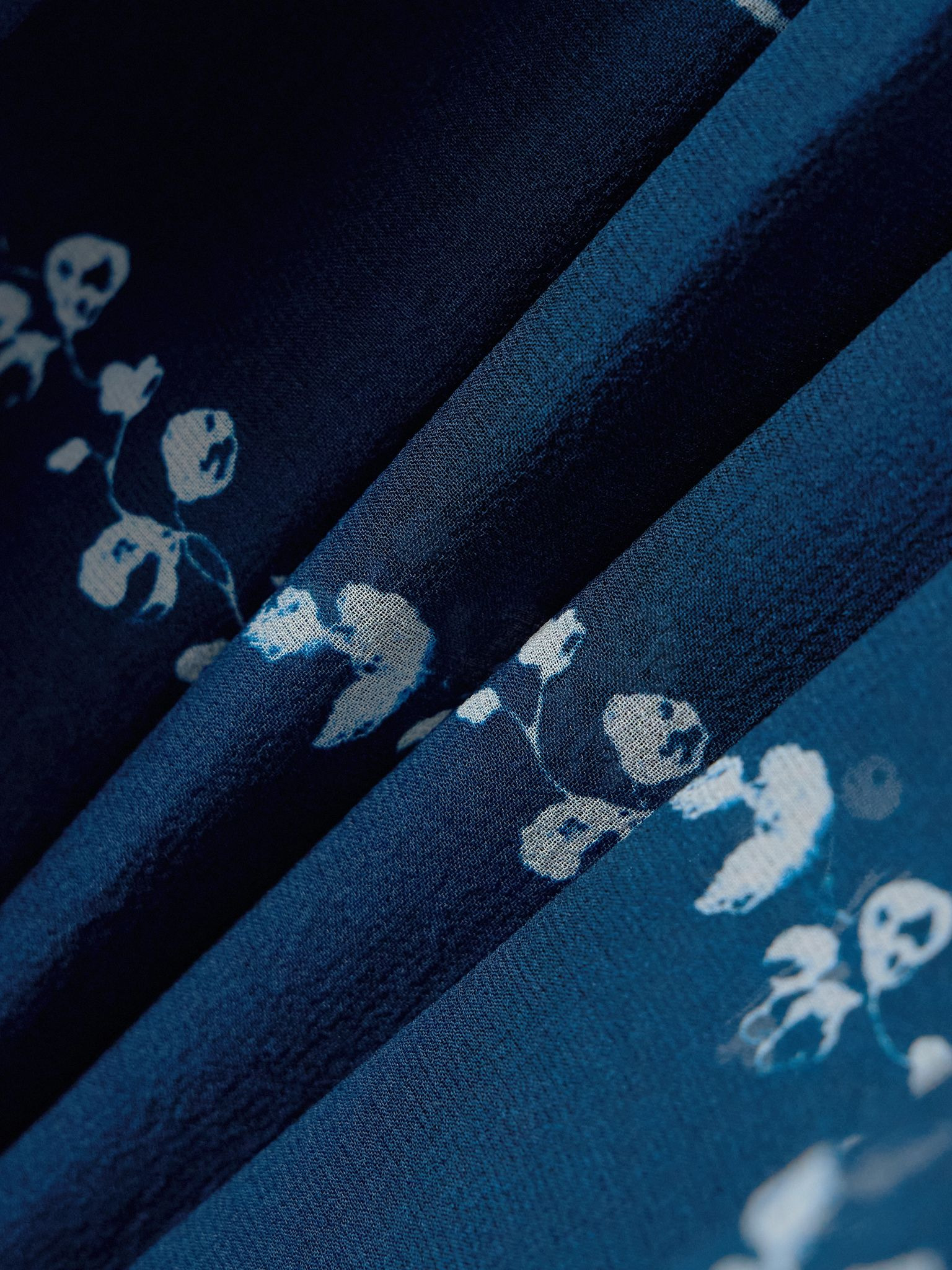 Printed silk-voile gown Navy - 4