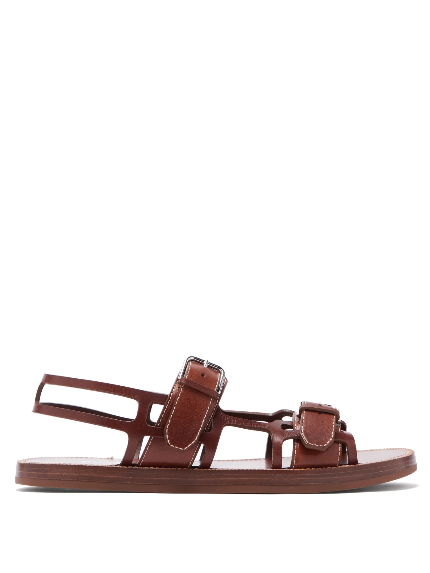 Caged contrast-stitch leather sandals - 1