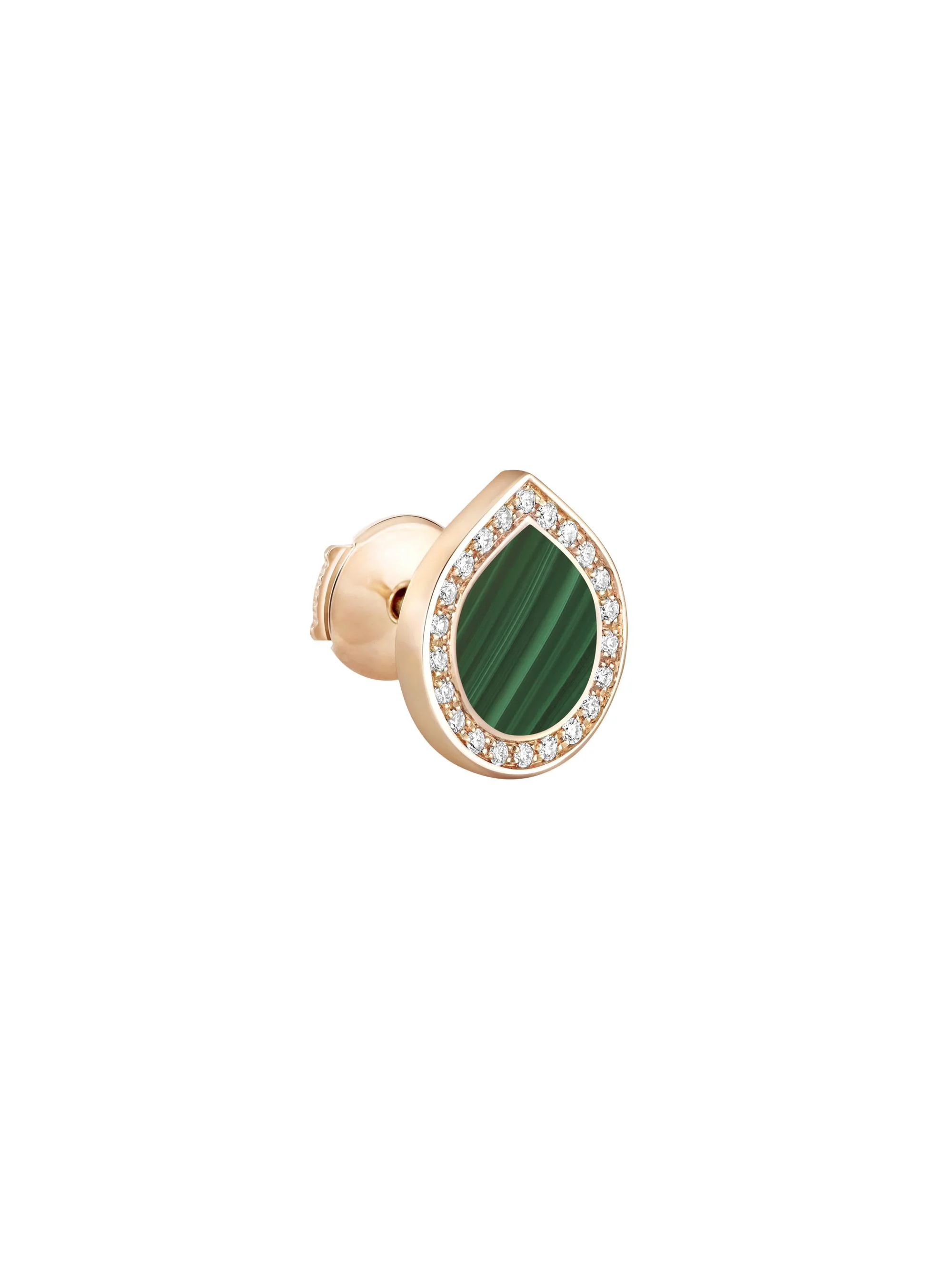 Women's Antifer 18K Rose Gold, Malachite & 0.08 TCW Diamond Single Stud Earring - Mala - 1