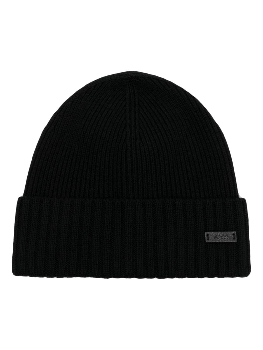 logo-patch virgin wool beanie - 1
