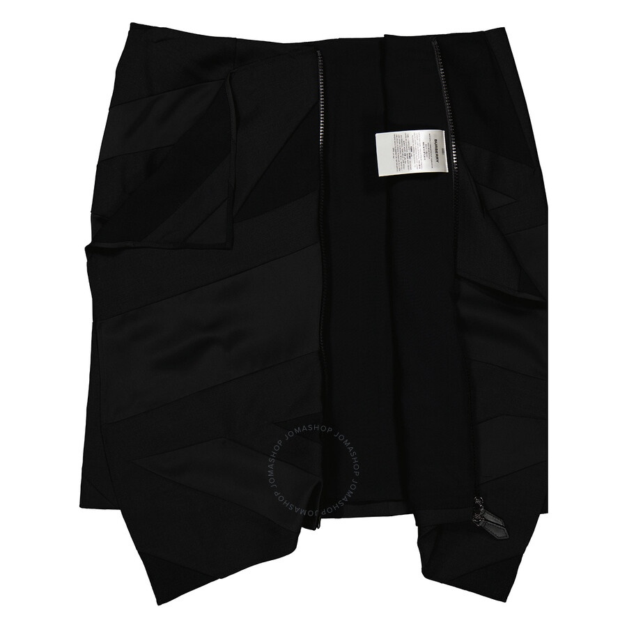 Burberry Ladies Black Intarsia Flag Satin Draped Skirt - 7