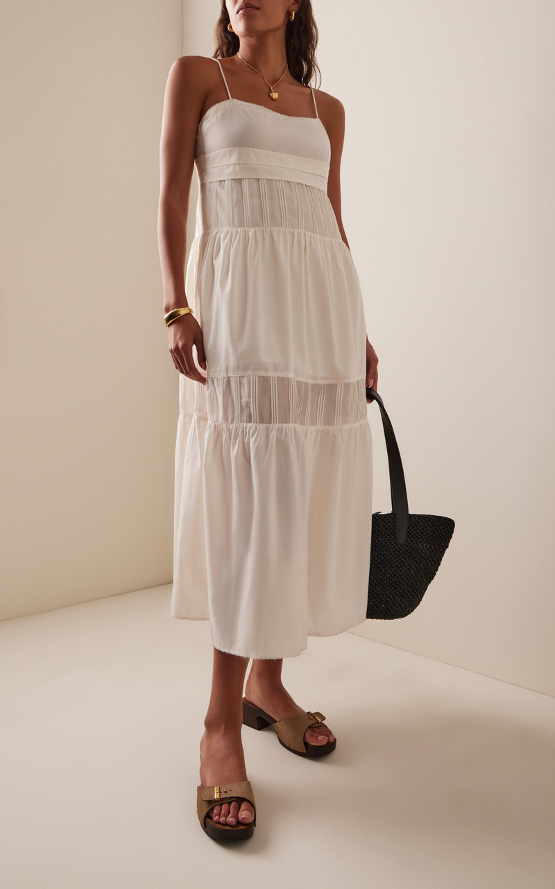 POSSE Exclusive Pearl Cotton-Silk Midi Dress ivory outlook