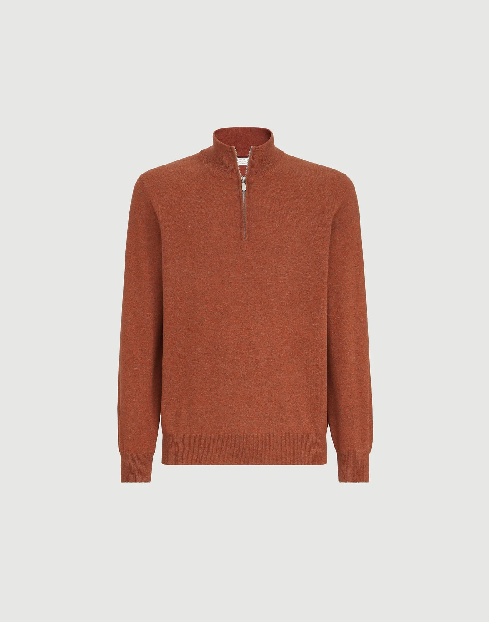 Mouliné cashmere sweater with half zip - 1