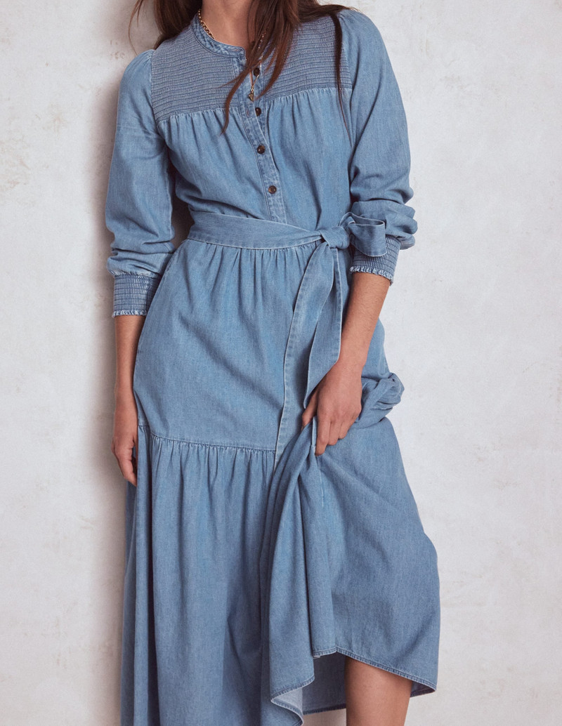 Cecily Denim Midi Dress-Light Vintage Denim 3
