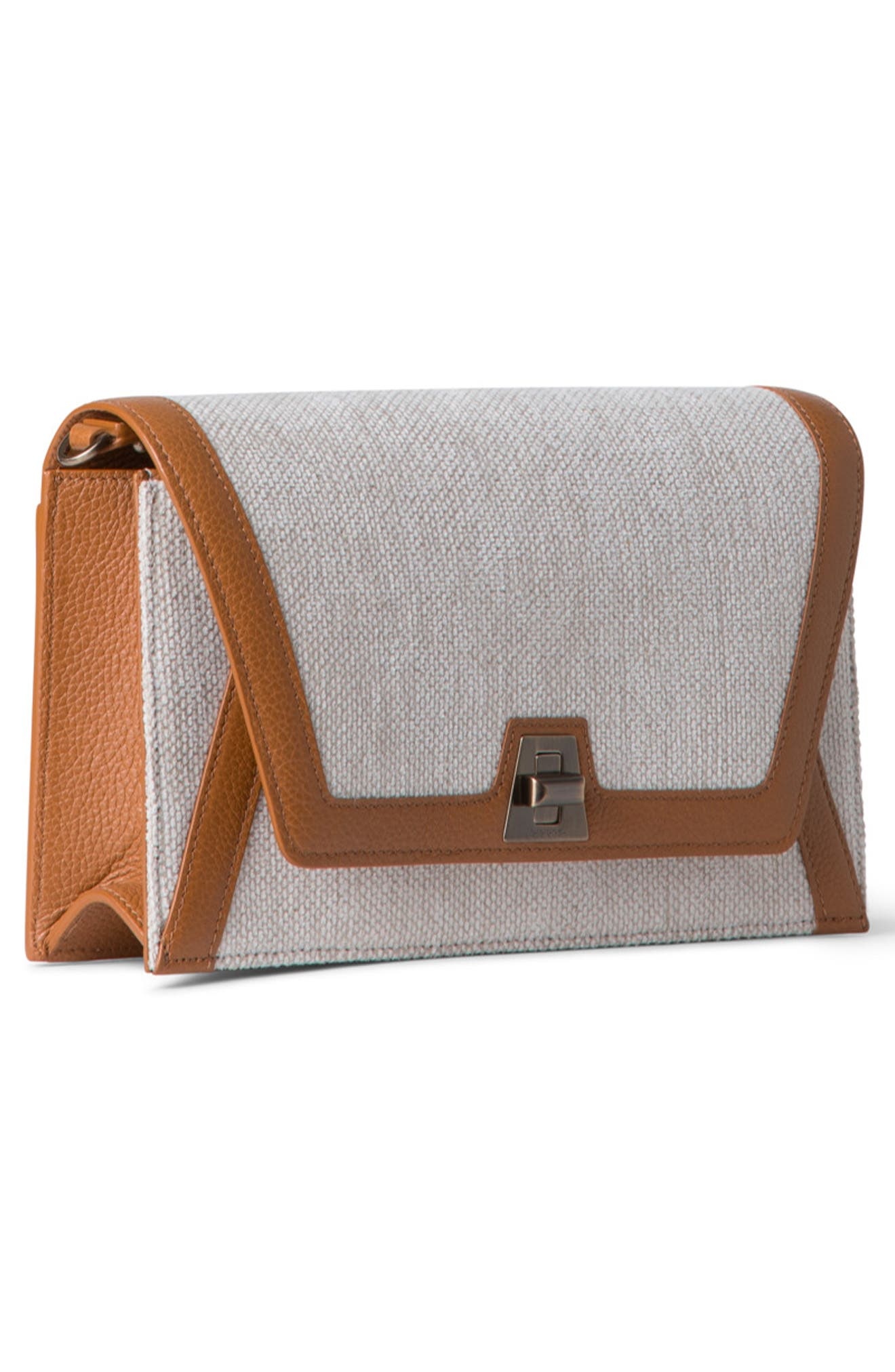 Akris Anouk Canvas & Calfskin Shoulder Bag in Stucco/Cuoio at Nordstrom - 6