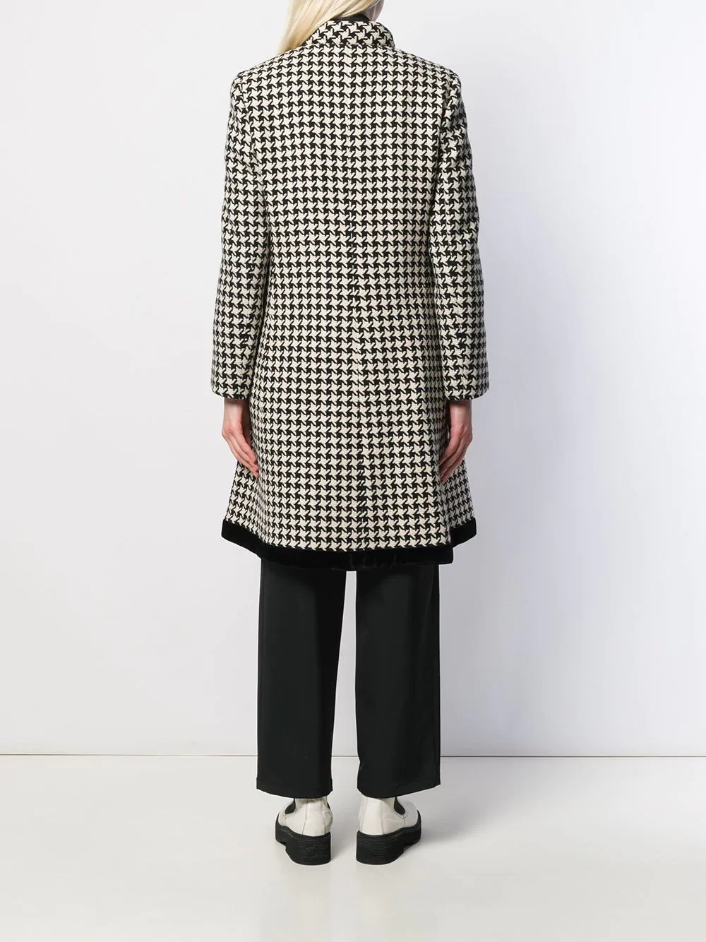 houndstooth print single-breasted coat - 4