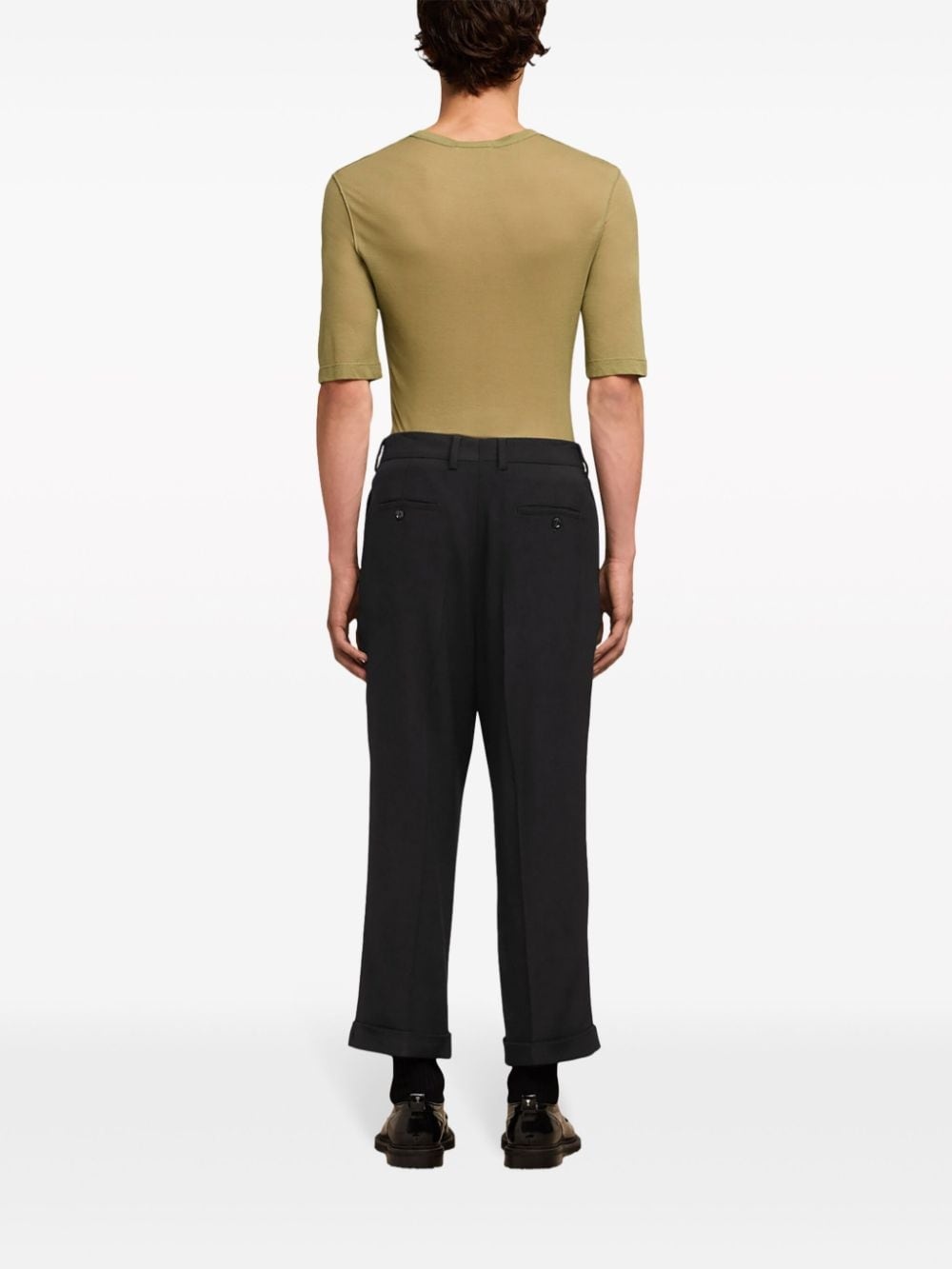 pressed-crease pleated tapered trousers - 4