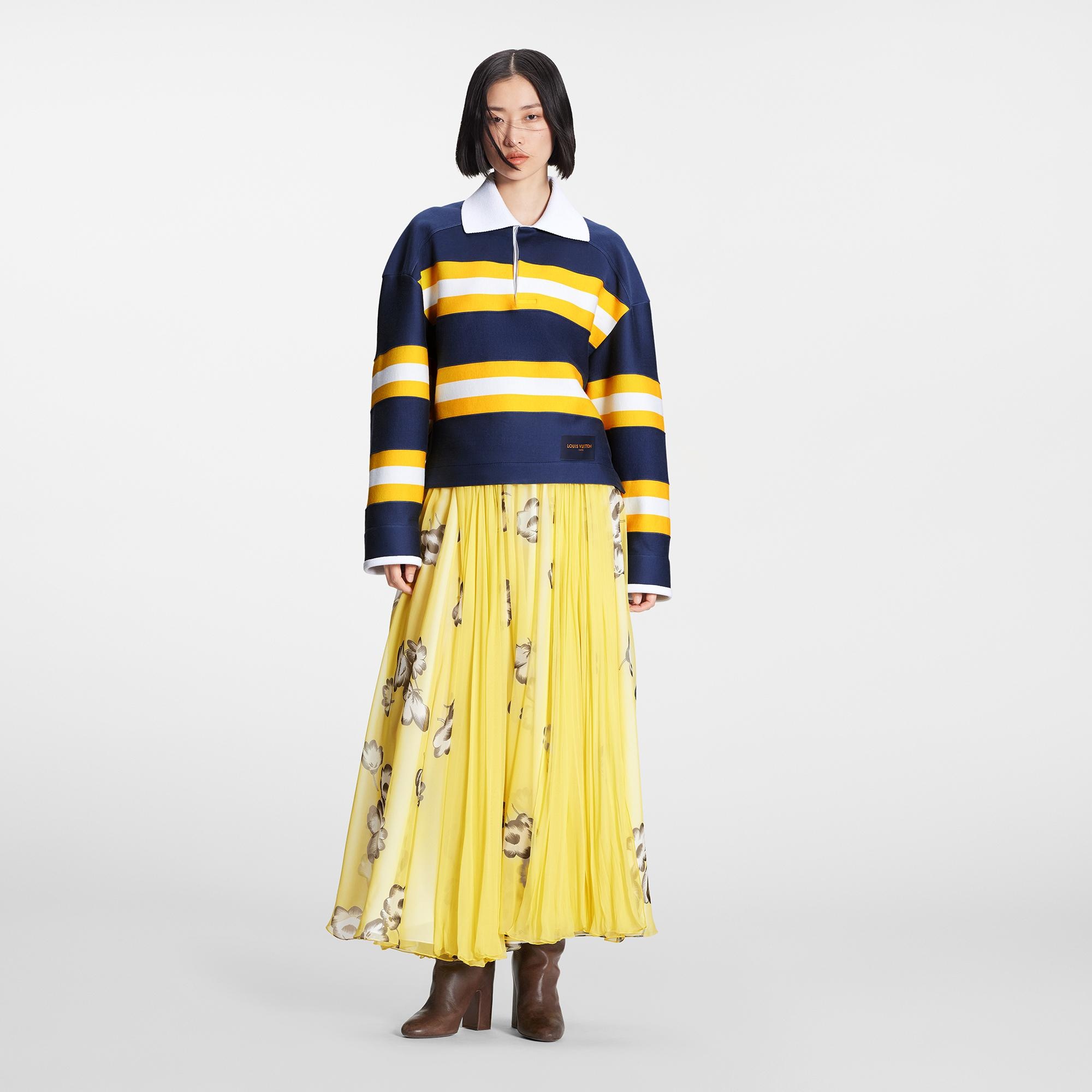 Floral Fluid Silk Chiffon Midi Skirt - 2