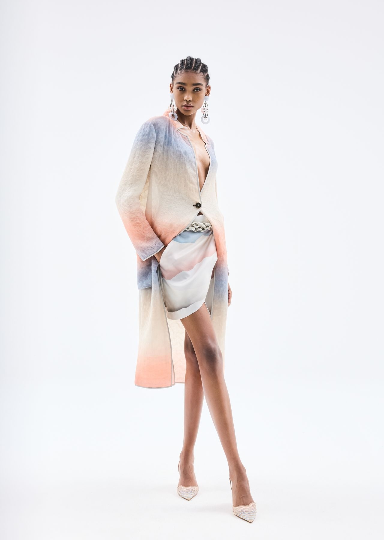 Long, gradient silk-blend duster coat - 6