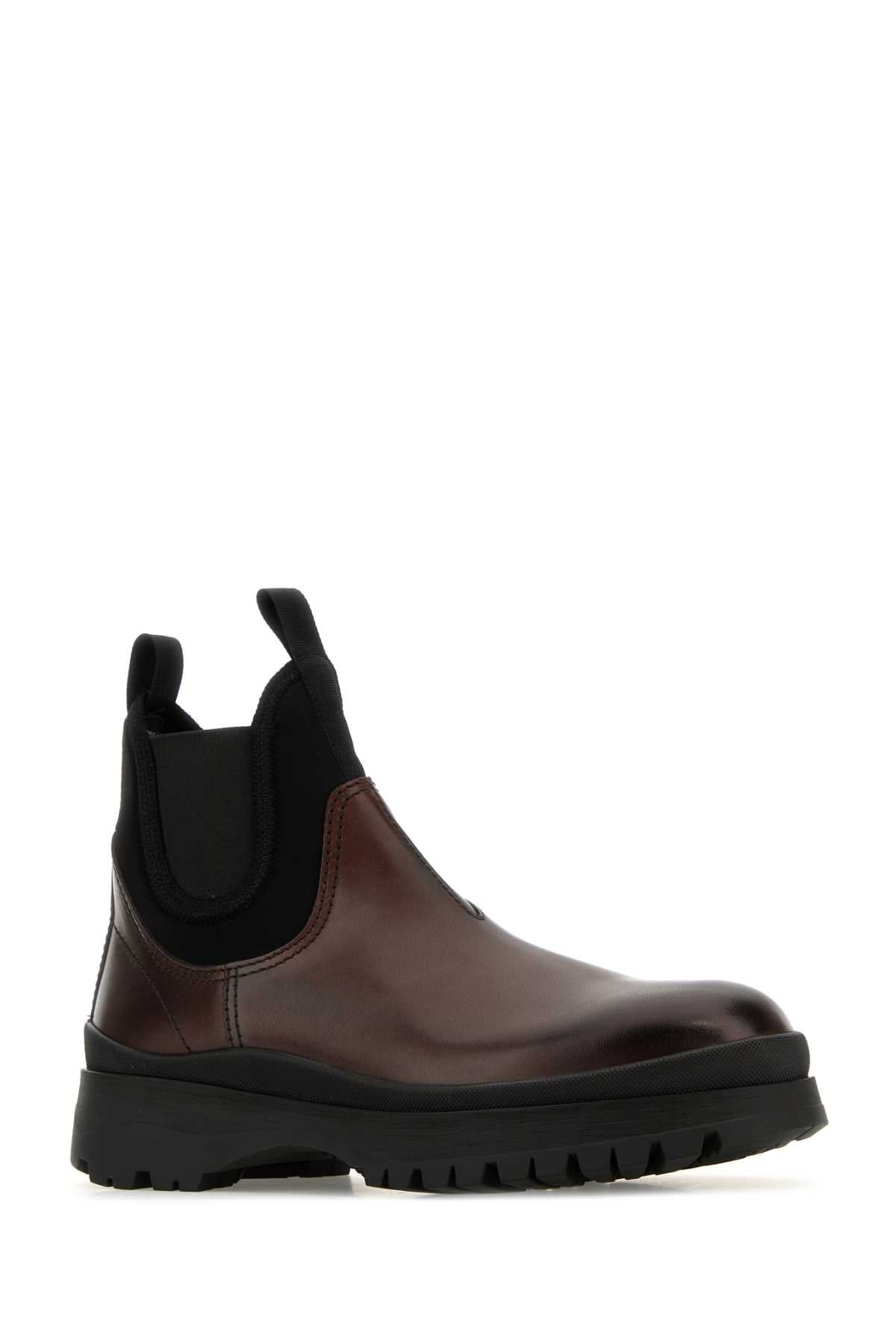 Prada Men Brown Leather Ankle Boots - 2
