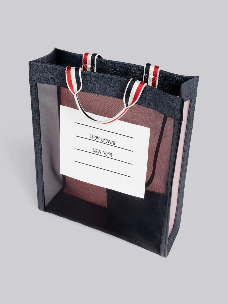 Multicolor Fun-Mix Mesh Paper Label Stripe Handle Vertical Tote 5