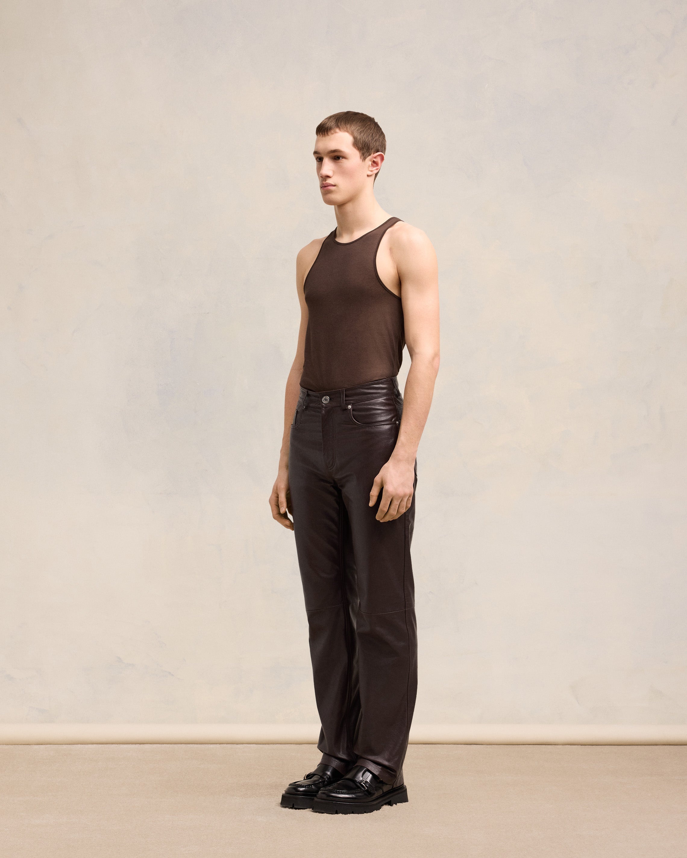 LEATHER STRAIGHT FIT TROUSERS - 6