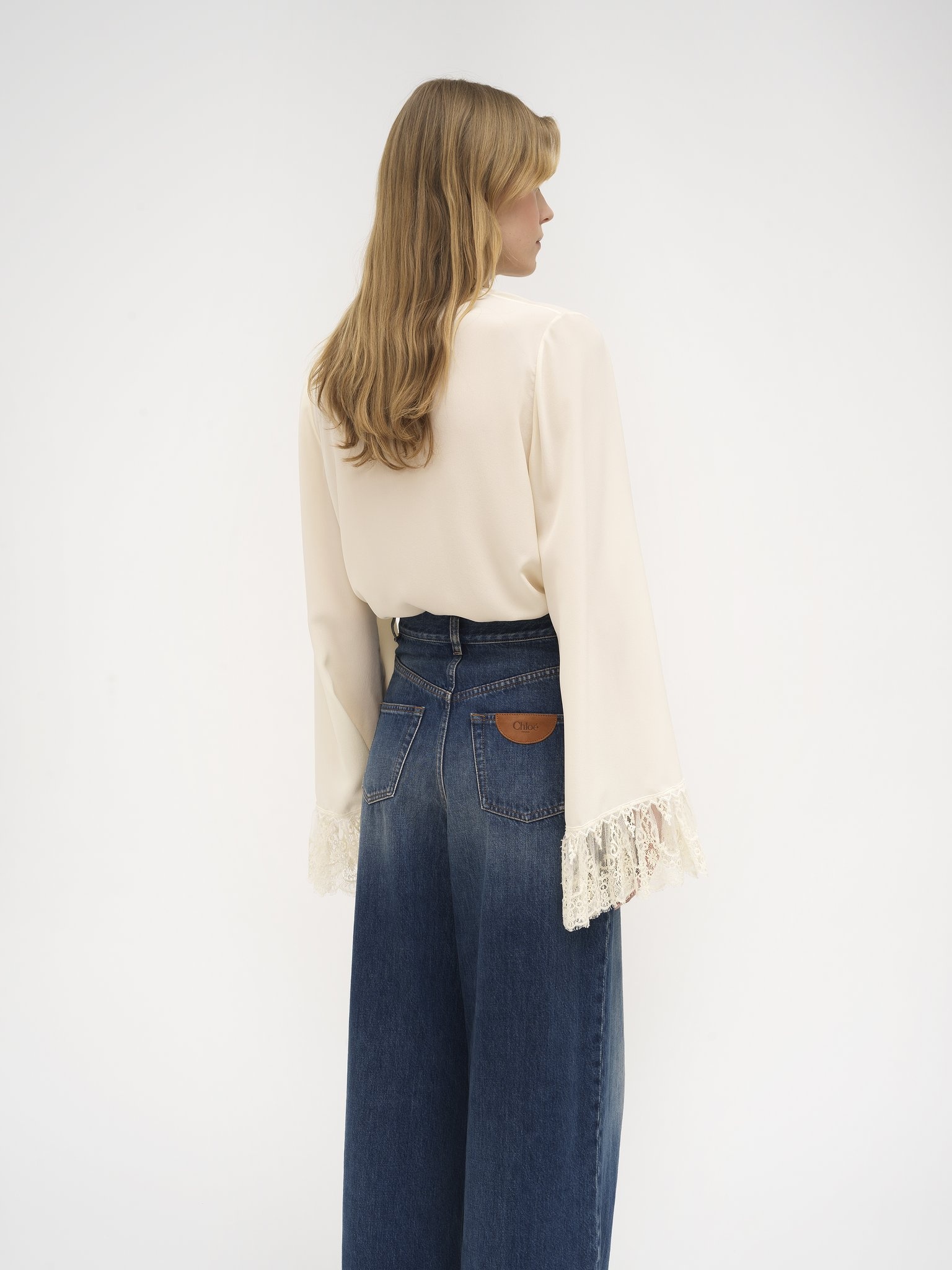 COLLARLESS FLUID BLOUSE IN CRÊPE DE CHINE - 5