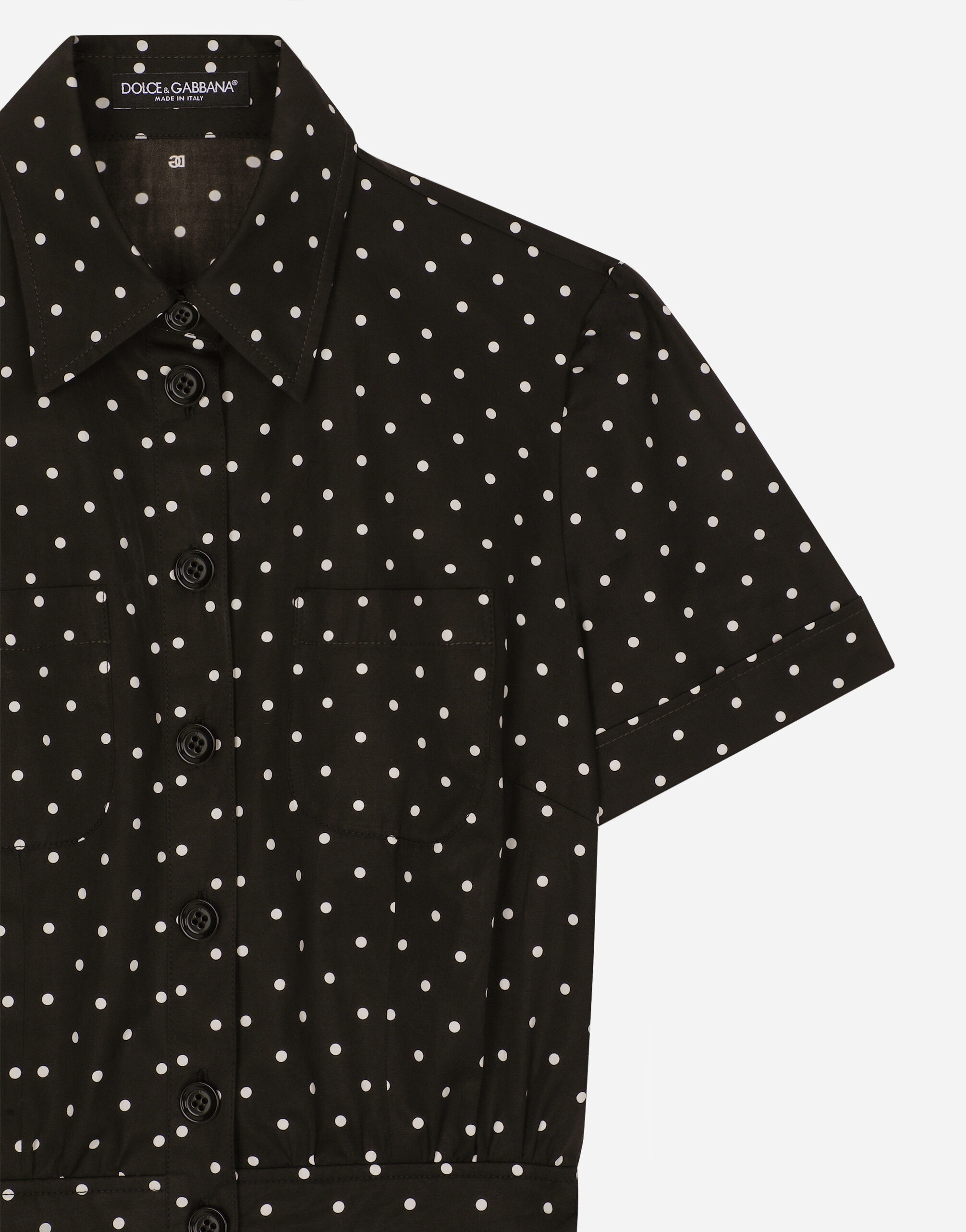 Cotton playsuit with polka-dot print - 4