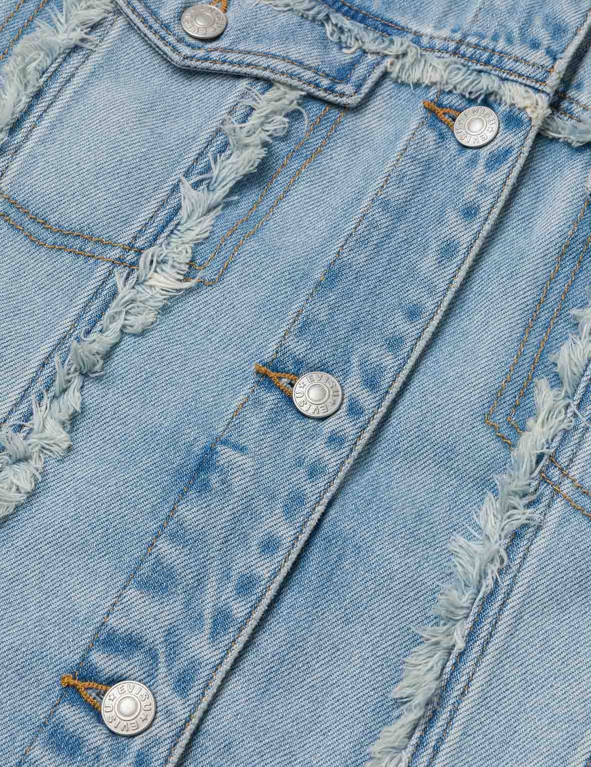 Deconstructed Logo and Seagull Embroidery Oversized Denim Jacket - 6
