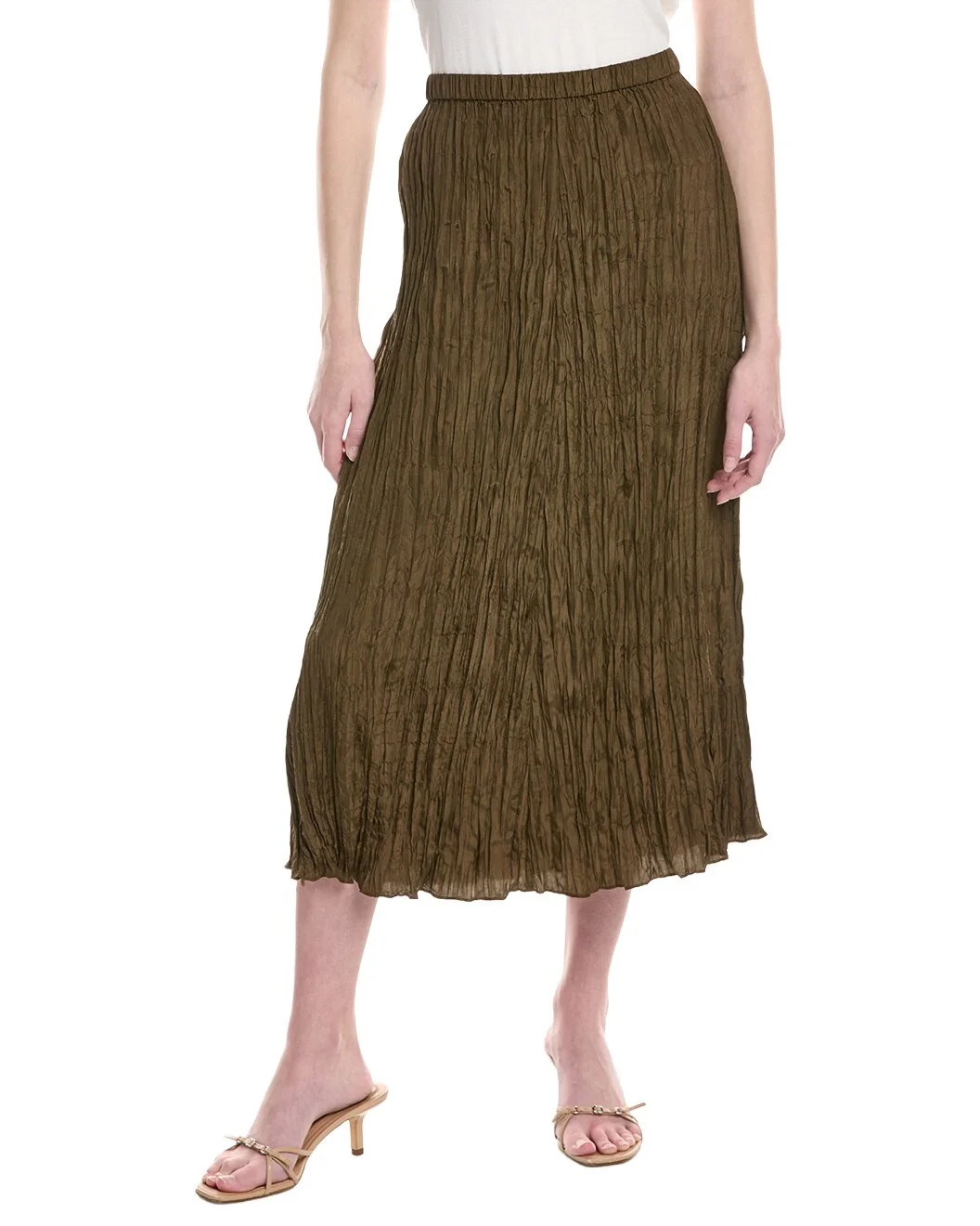 EILEEN FISHER Flared Silk Midi Skirt - 1