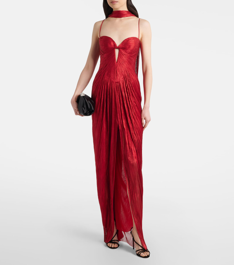 MARIA LUCIA HOHAN Pleated scarf-detail silk bustier gown outlook