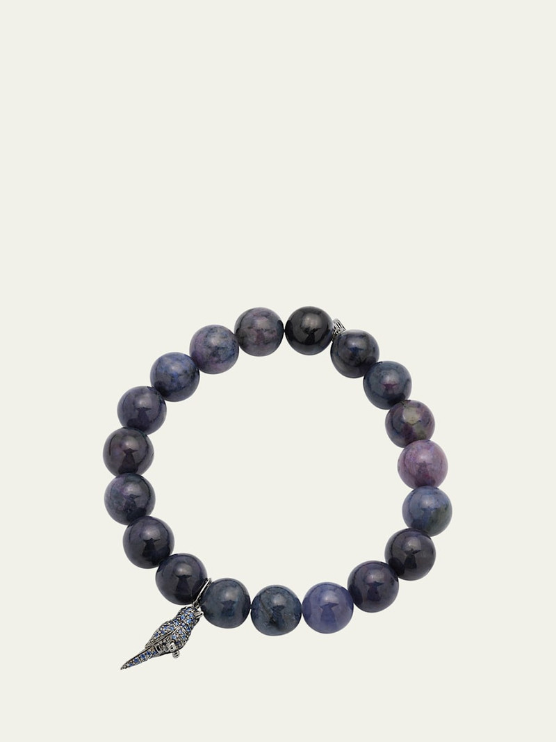 Smooth Dumortie Bracelet with Tiny Hummingbird Charm 1