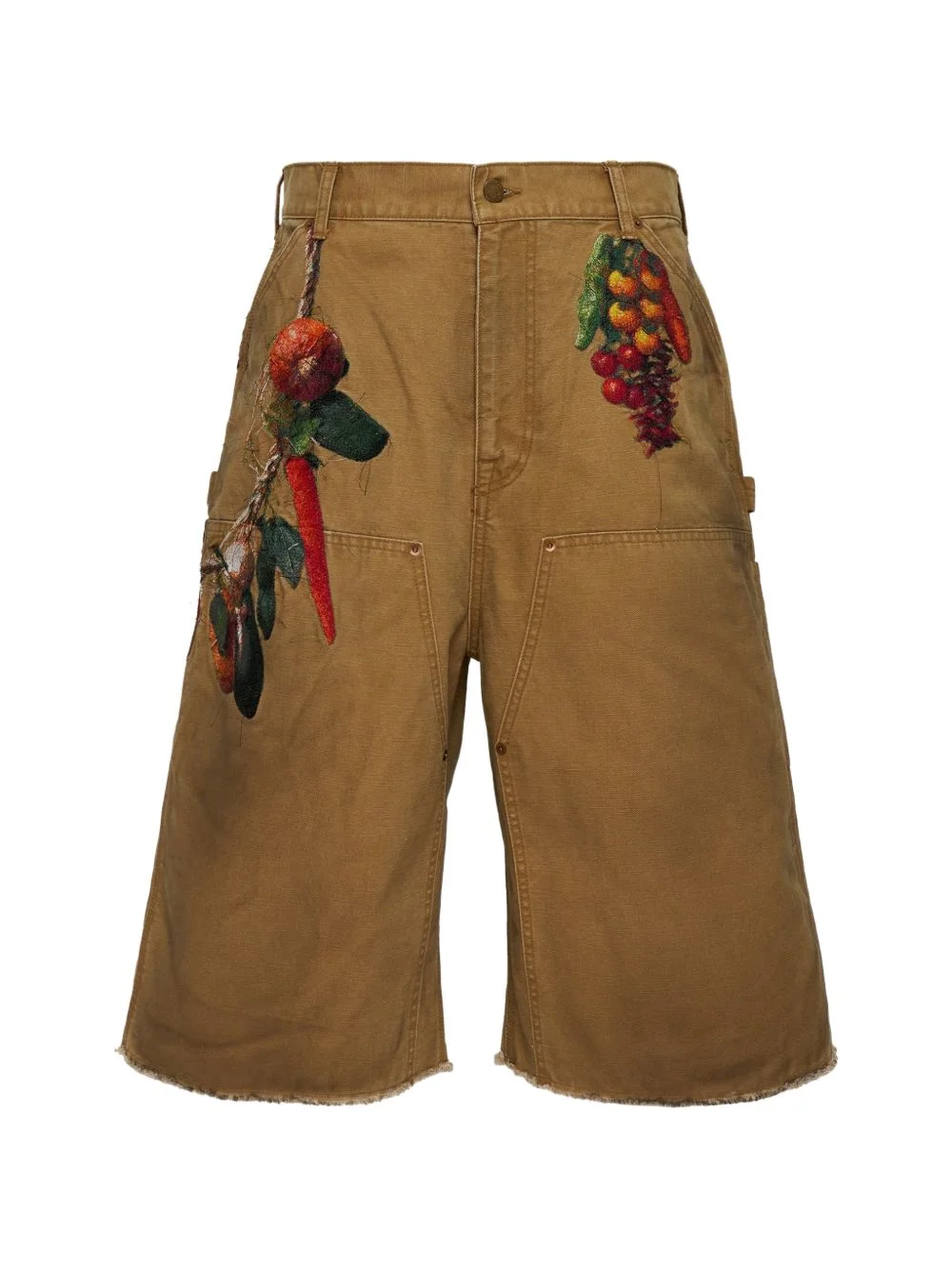 embroidery frayed shorts - 1